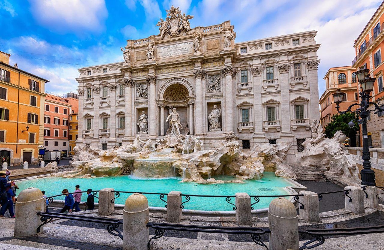 Trevi-Brunnen, Rom, Skulpturen, Wasser, Architektur, 1280x840 HD Desktop