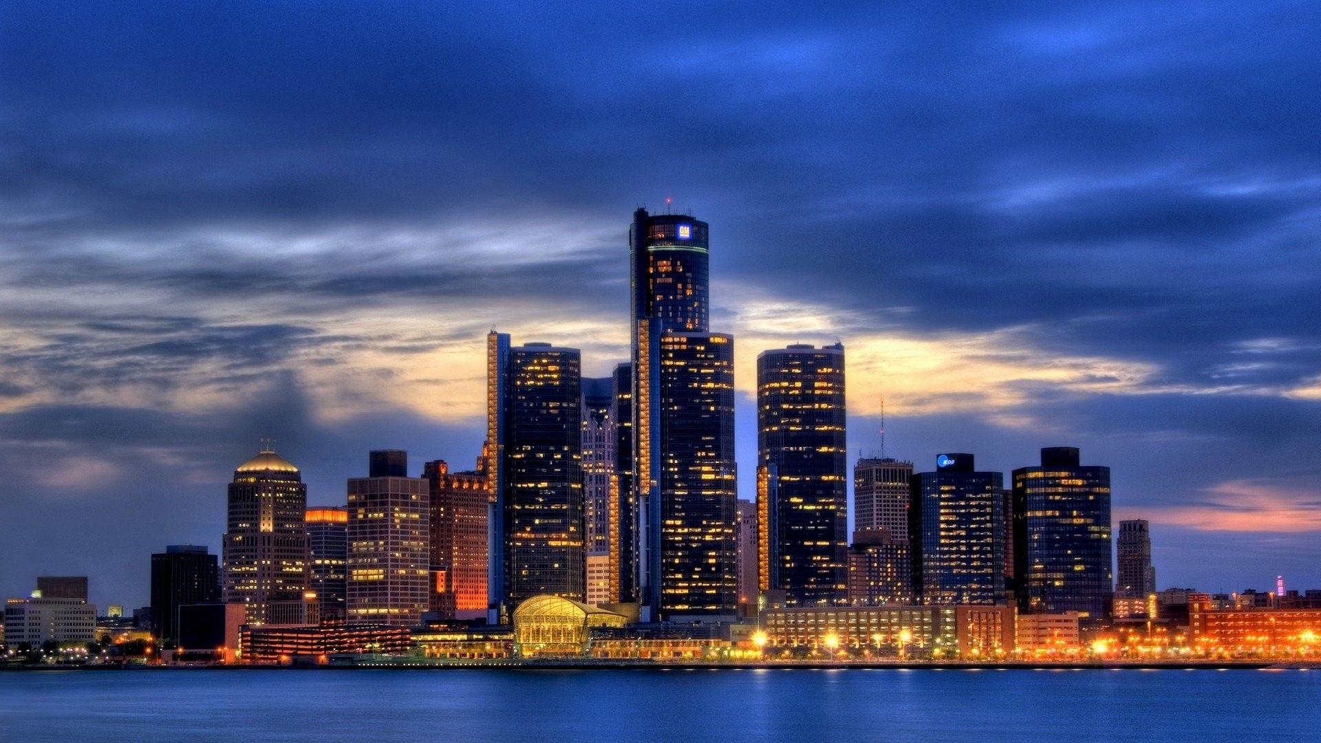 Detroit, Skyline, Reisen, USA, Hintergründe, 1920x1080 Full HD Desktop