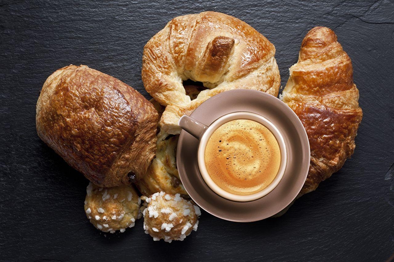 Croissant, Kaffee, Cappuccino, Tasse, Lebensmittel, 1280x860 HD Desktop