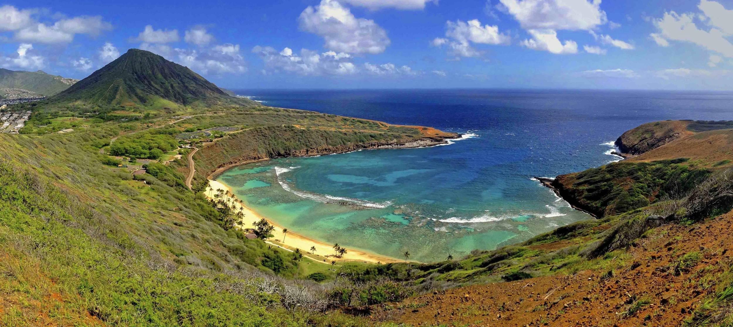 Oahu, Bild, Hawaii, Full HD, Natur, 2500x1120 Dual Screen Desktop