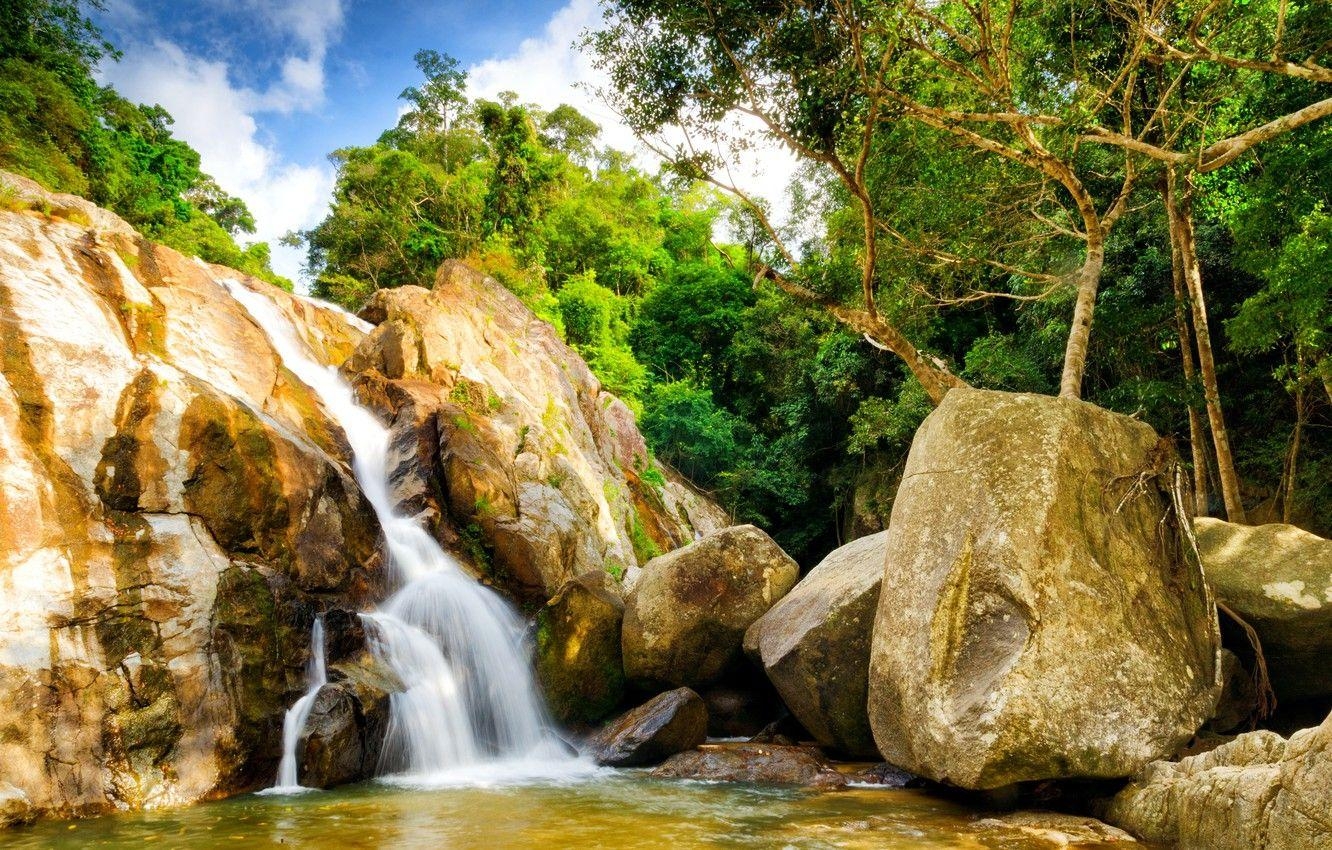 Koh Samui, Natur, Wasserfälle, Thailand, Hin Lad, 1340x850 HD Desktop