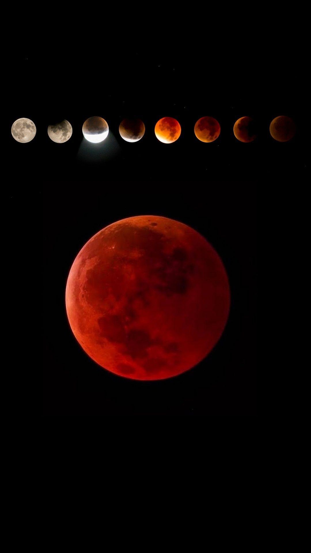 Blutmond, Mondfinsternis, Android, Himmelsphänomen, Rot, 1080x1920 Full HD Handy