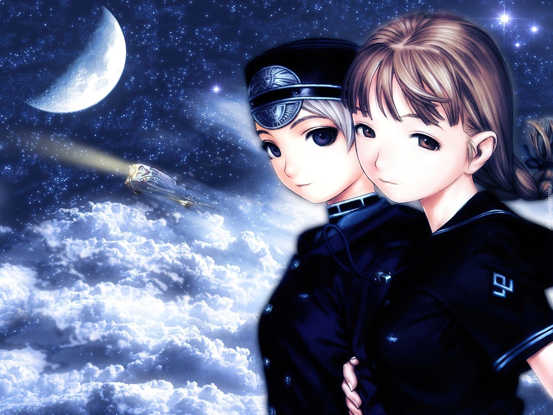 Last Exile, Anime, Mond, weibliche Charaktere, Sci-Fi, 1920x1440 HD Desktop