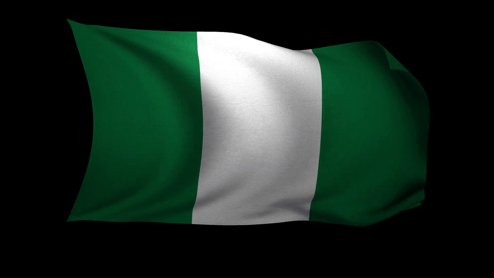 Nigeria Flagge, 3D Rendering, Alpha Kanal, 1920x1080 Full HD Desktop