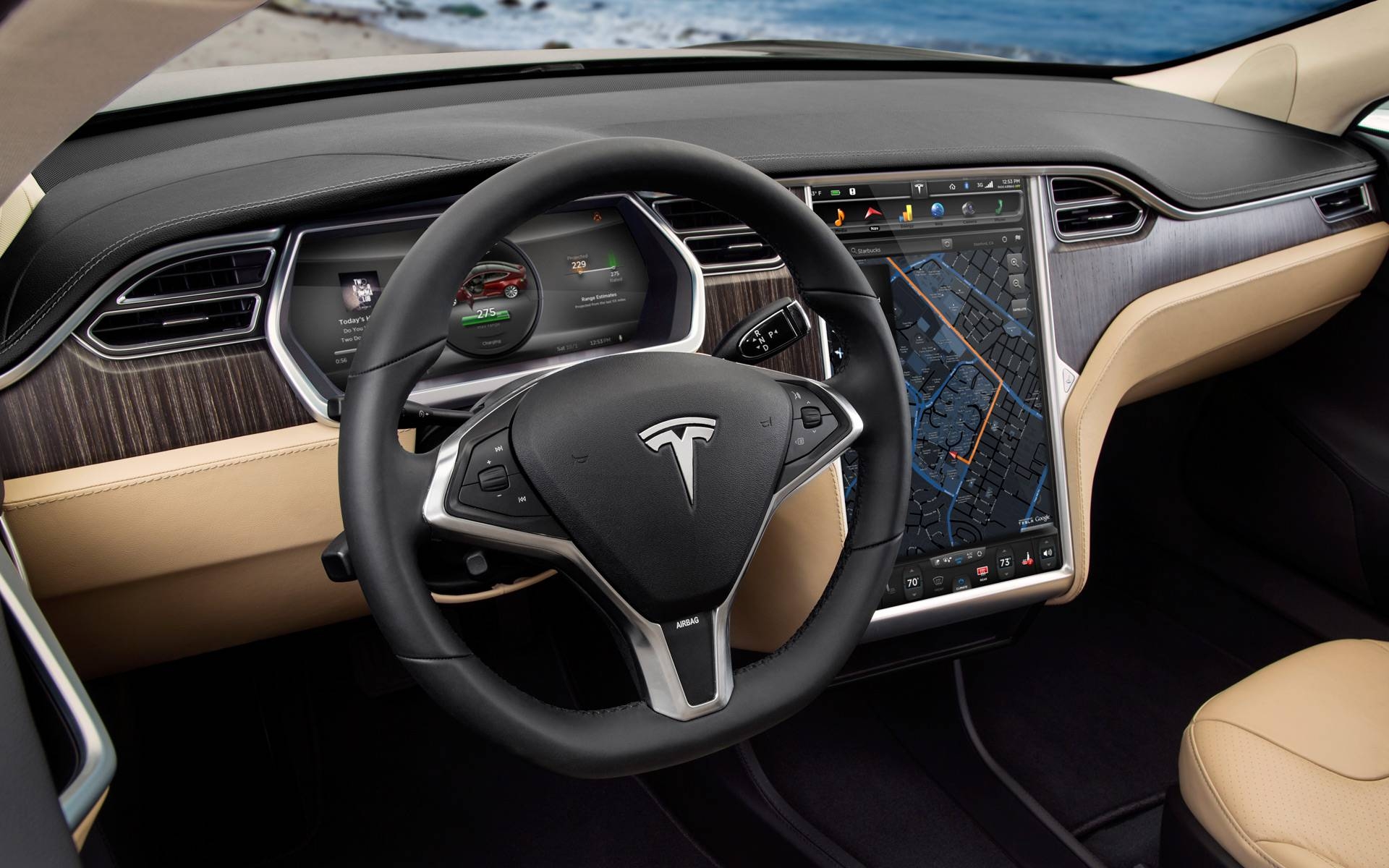 Tesla Model S, Innenansicht, Armaturenbrett, Bildschirm, Innovativ, 1920x1200 HD Desktop