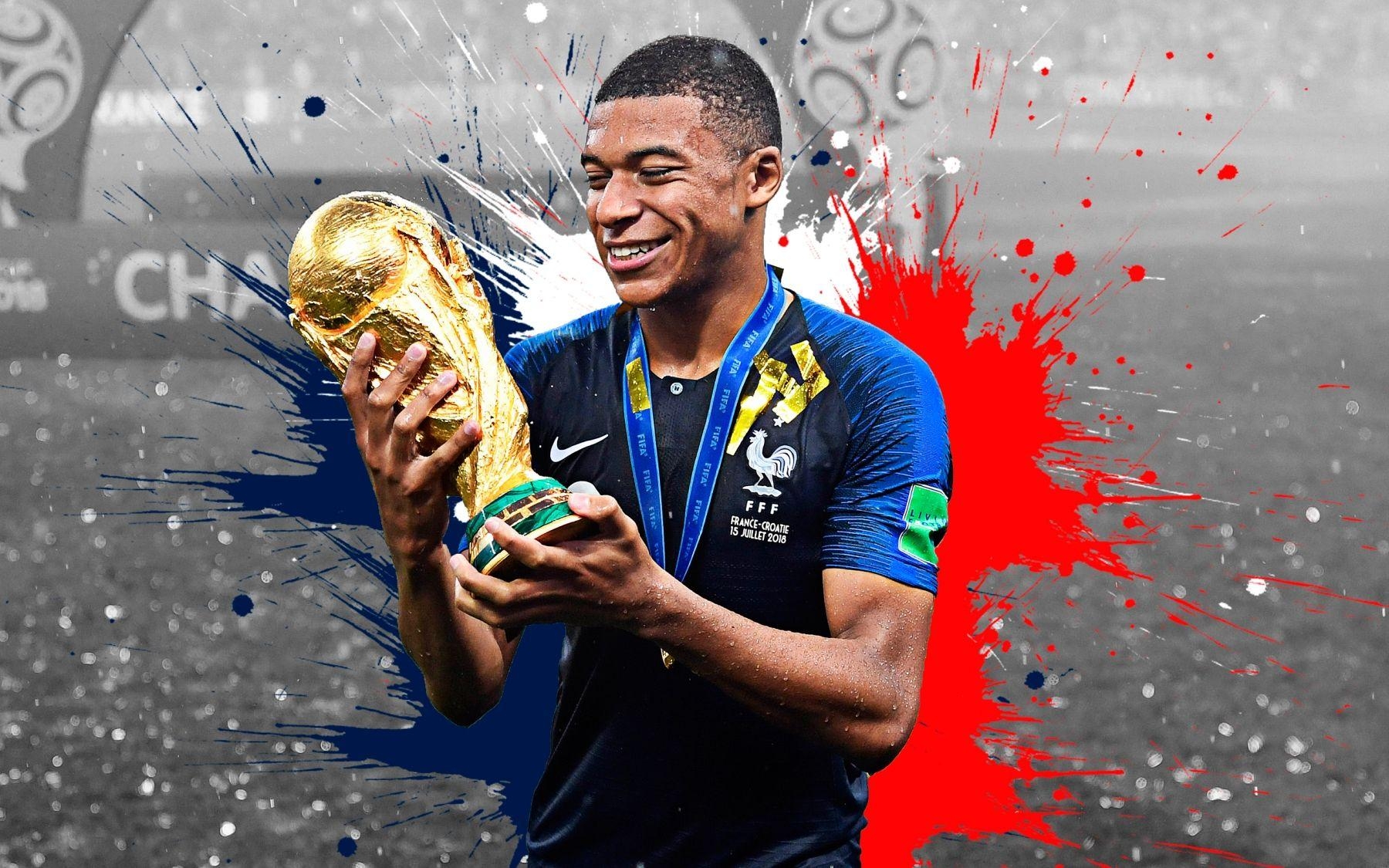 Kylian Mbappé, Weltpokal, Trophäe, Fußball, 2019, 1800x1130 HD Desktop