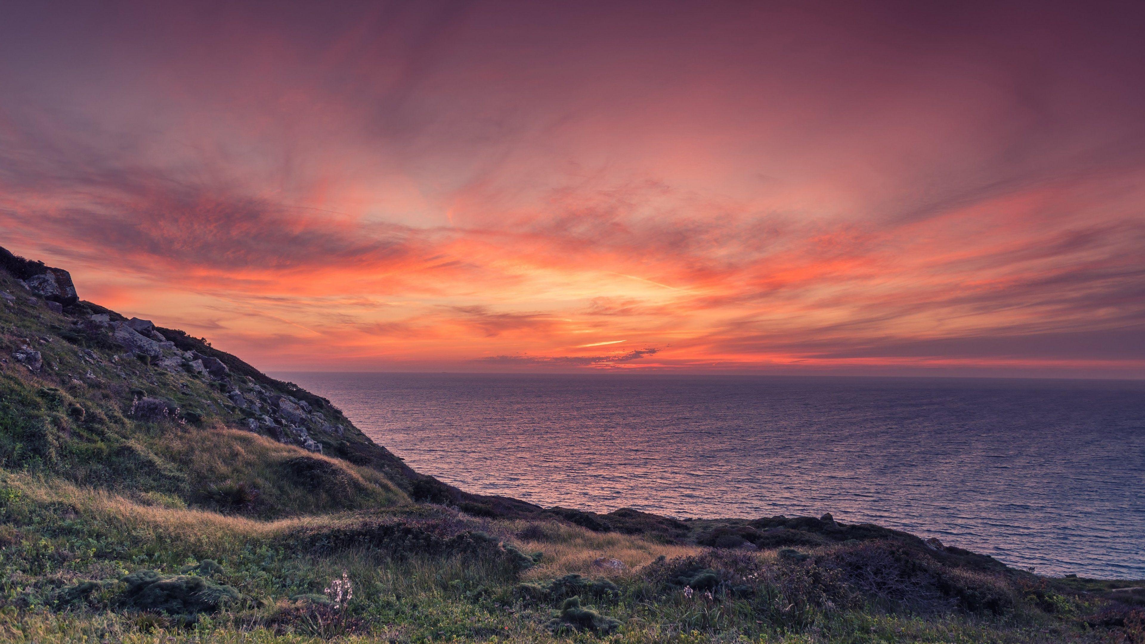 Ozean Sonnenuntergang, Desktop, Hintergrund, Meer, Ruhe, 3840x2160 4K Desktop