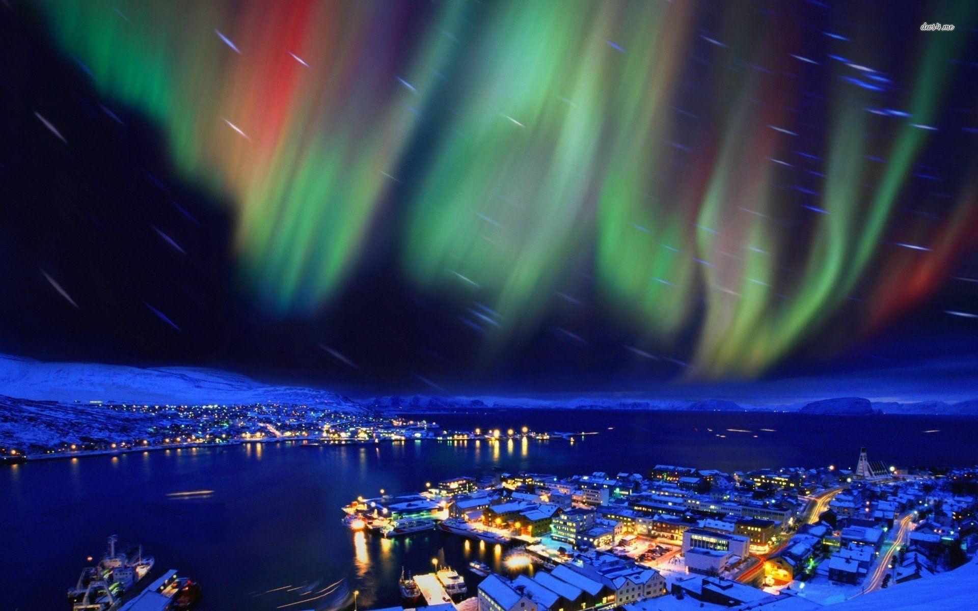 Aurora Borealis, Hammerfest, Reisen, Polarlicht, Himmel, 1920x1200 HD Desktop