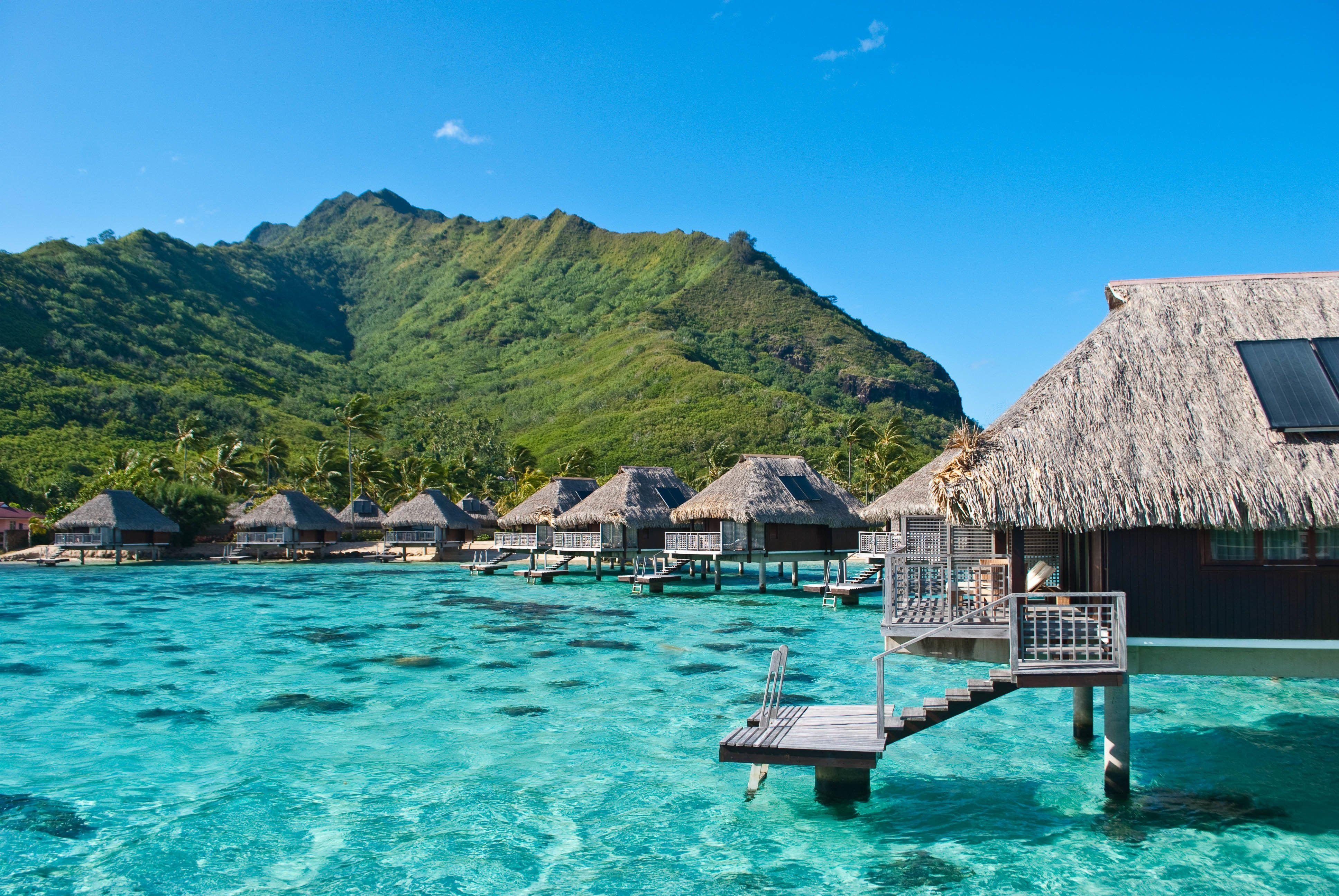 Ozean, Bungalows, Hotel, Moorea, Französisch-Polynesien, 3880x2600 4K Desktop