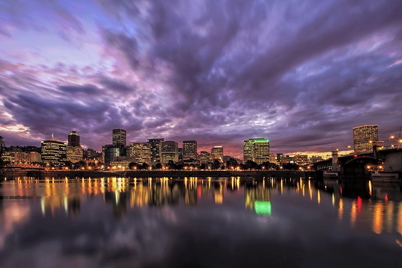 Portland, Oregon, Himmel, Nacht, Wolkenkratzer, 1280x860 HD Desktop