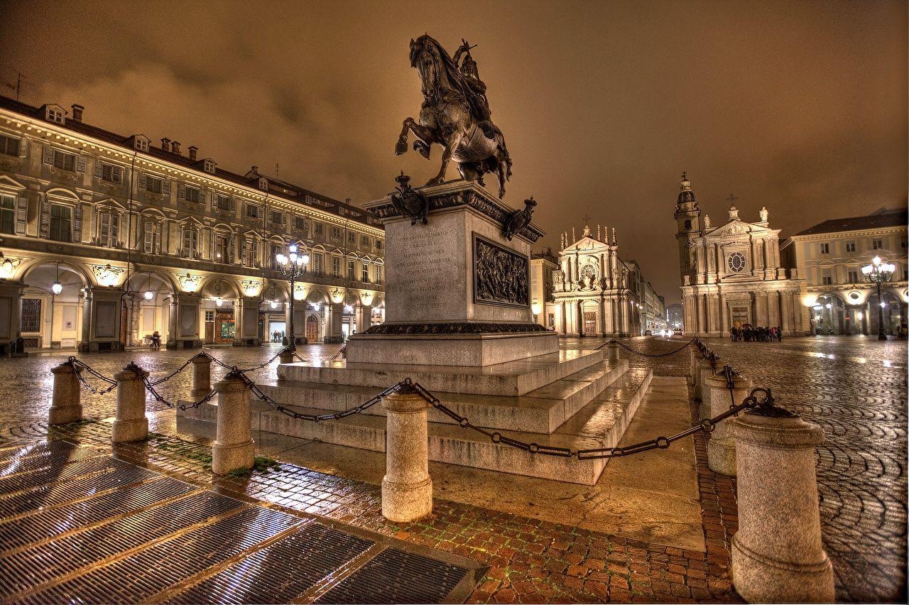 Turin, Nacht, Sehenswürdigkeiten, Piazza, Italien, 1280x860 HD Desktop