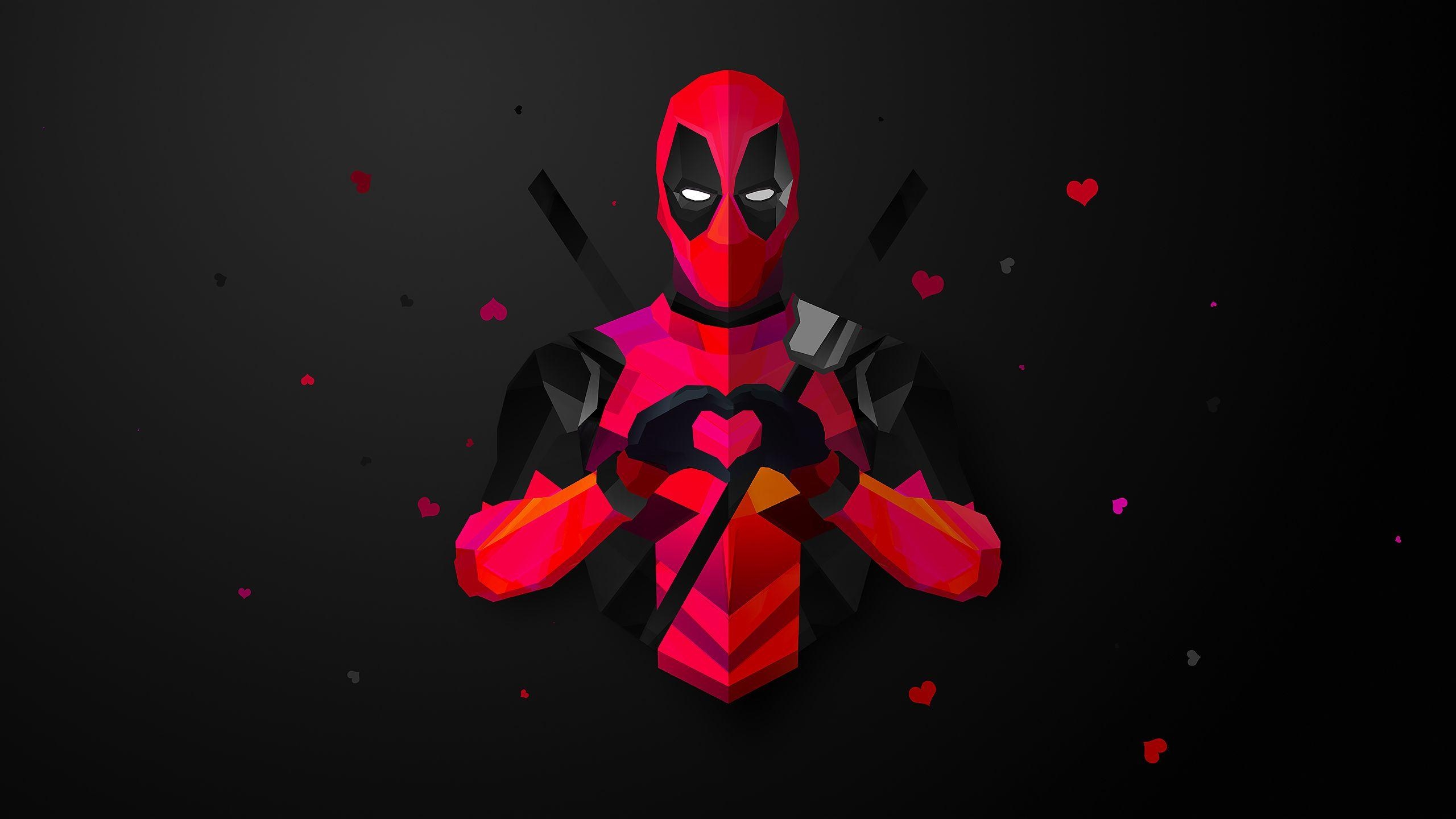 Deadpool, Comics, bunt, Flat Design, Marvel, 2560x1440 HD Desktop