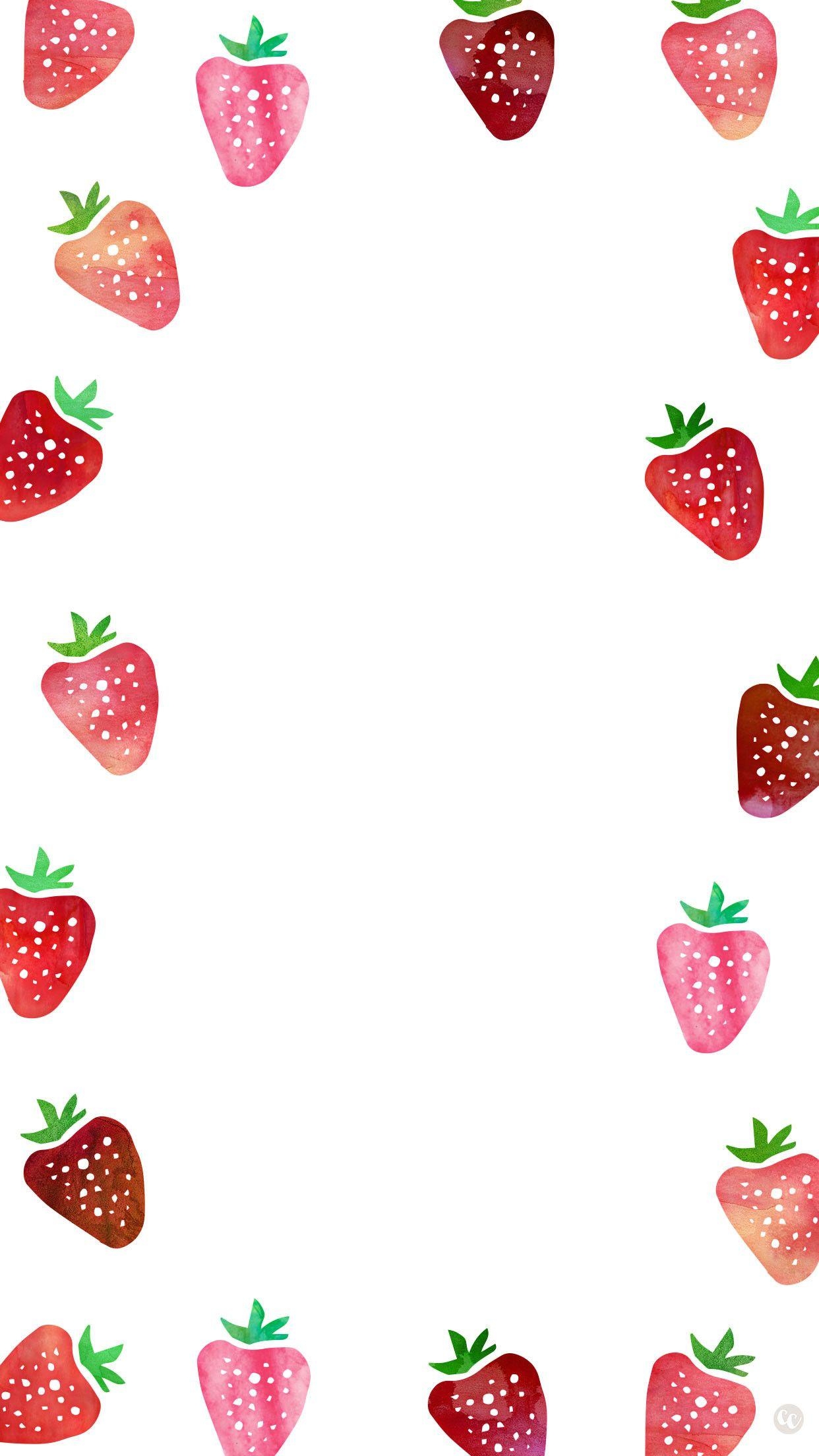 Kawaii Erdbeere, niedlich, Wallpaper, Cartoon, Frucht, 1250x2210 HD Handy