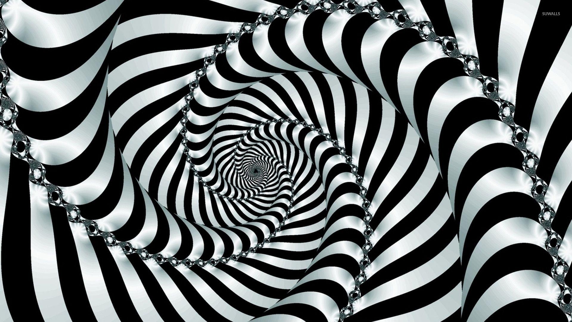 Schwarzweiß, hypnotischer Wirbel, Swirl, Design, Grafik, 1920x1080 Full HD Desktop