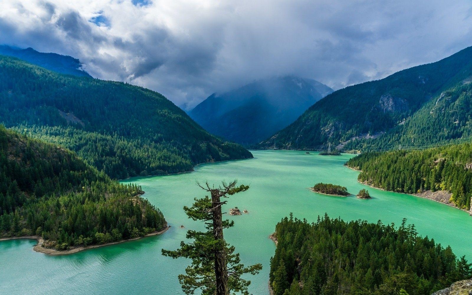 Landschaft, Natur, Grün, See, Berge, 1600x1000 HD Desktop