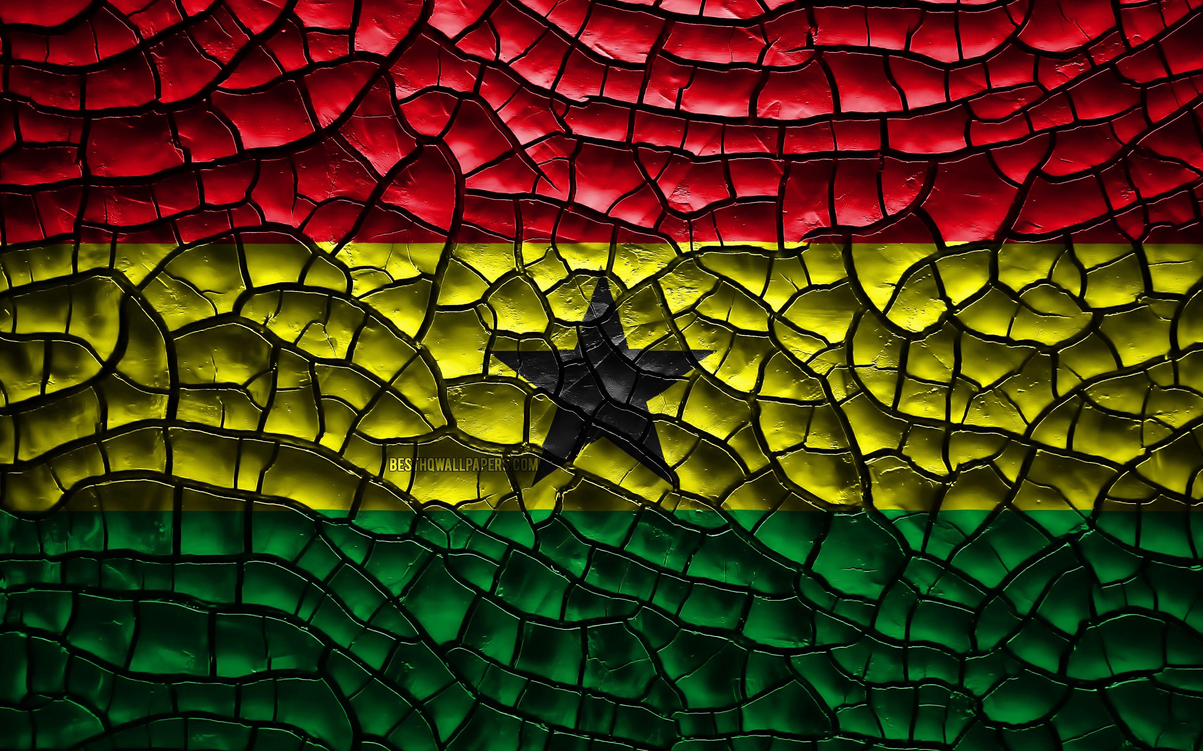 Ghana Flagge, Reisen, 4K, Rissiger Boden, Afrika, 3840x2400 4K Desktop