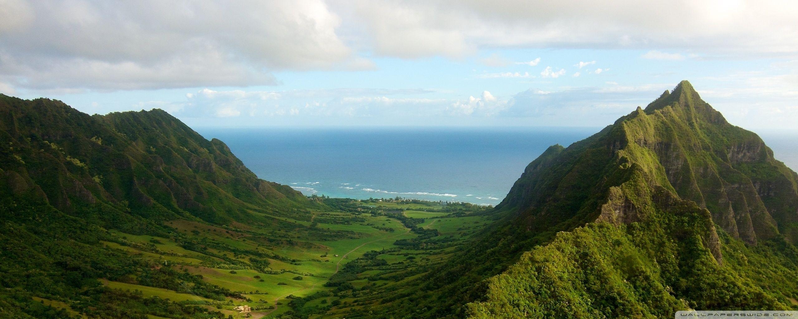 Oahu, 4K UHD, Landschaft, tropische Insel, Natur, 2560x1030 Dual Screen Desktop