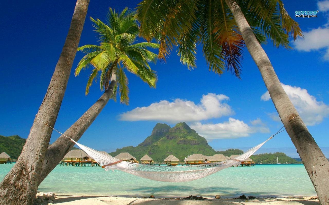 Bora Bora, Hintergrund, Pazifik, Strand, Himmel, 1280x800 HD Desktop