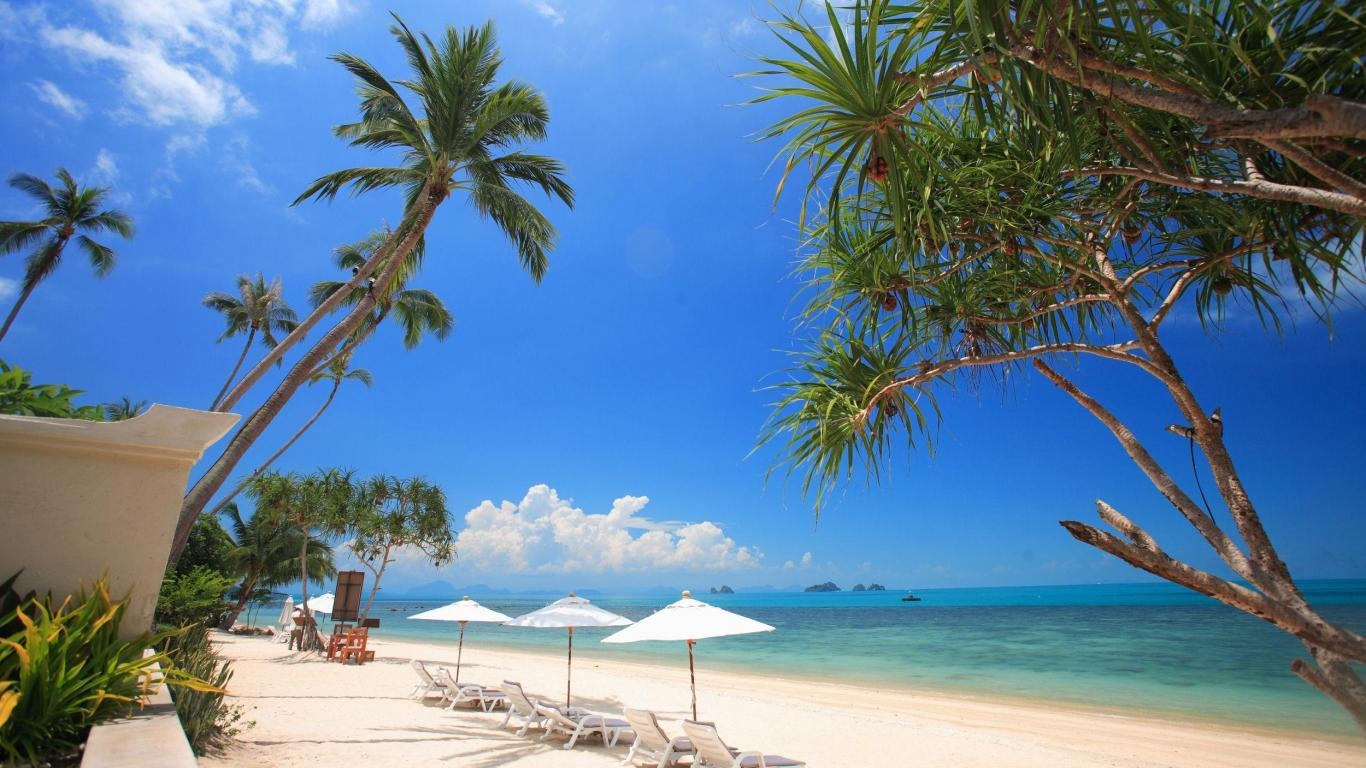 Koh Samui, Strand, Pazifik, Superyachten, Thailand, 1370x770 HD Desktop