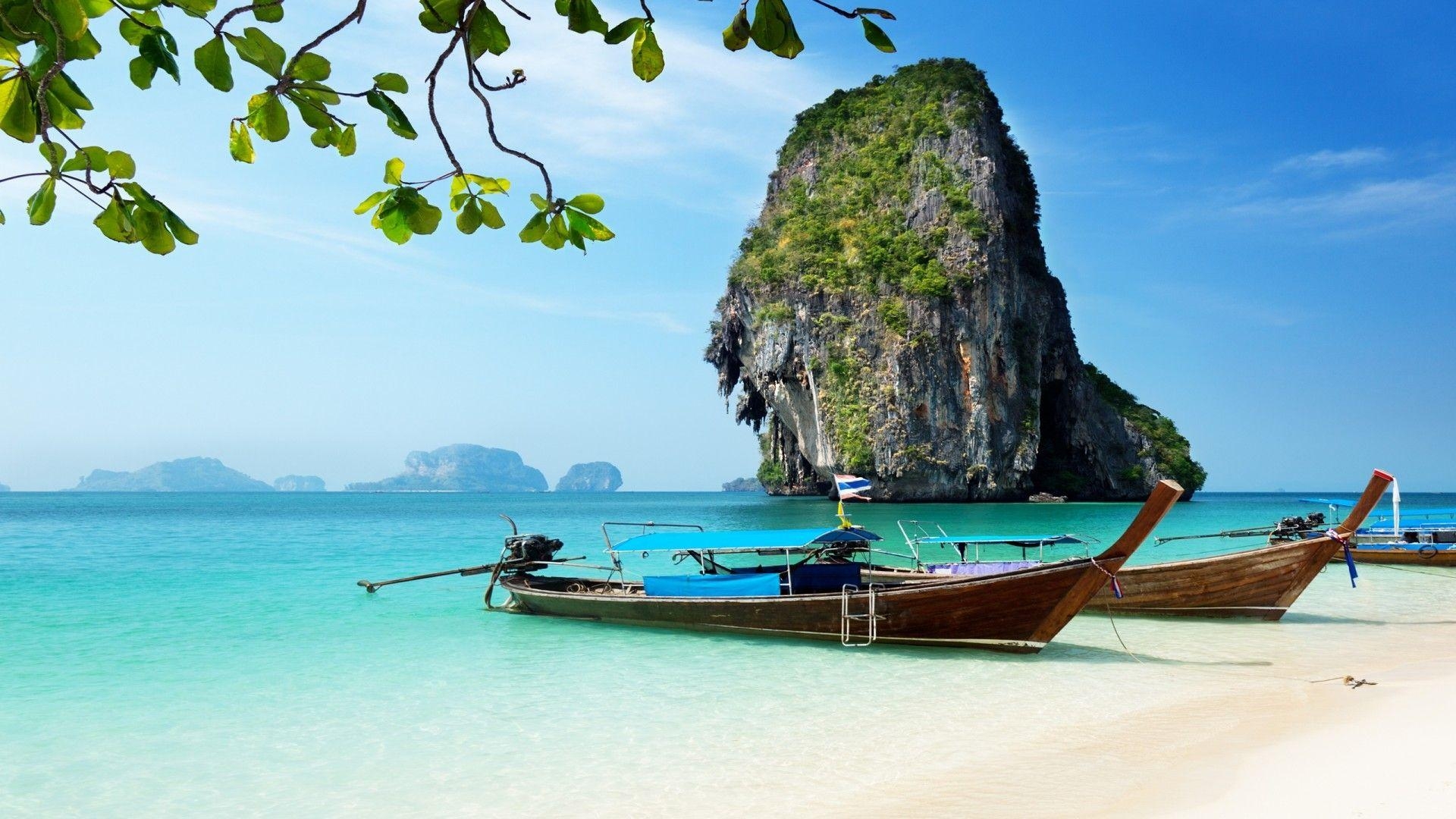 Thailand, Boote, Strand, HD, Paradies, 1920x1080 Full HD Desktop