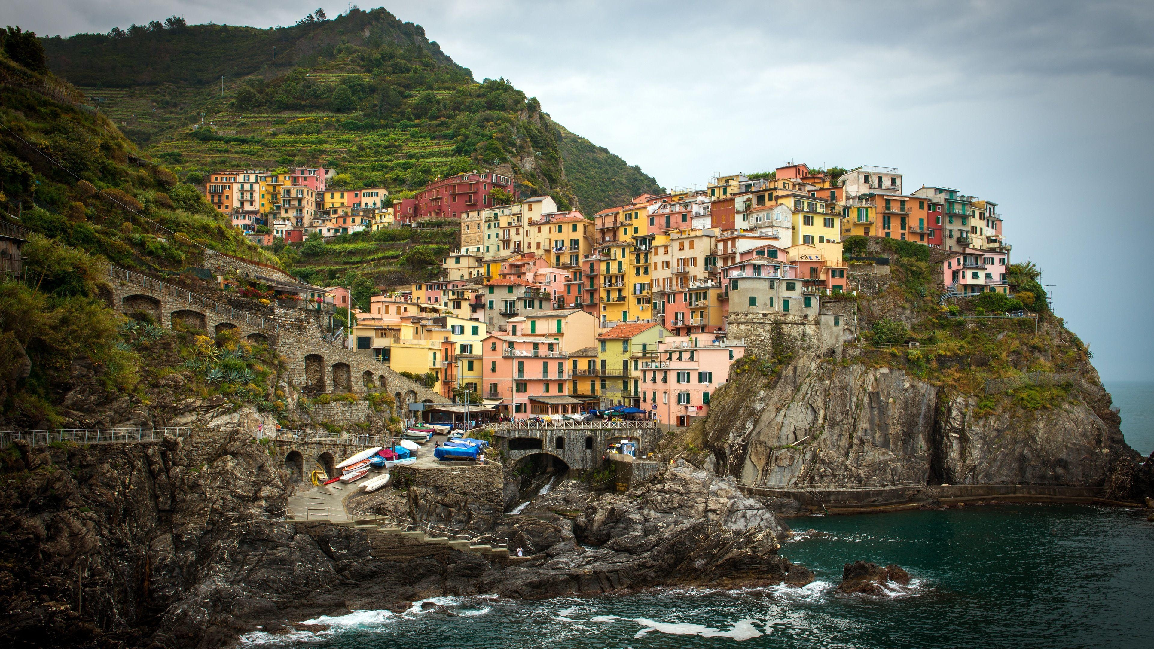 Cinque Terre, Dörfer, 4K, Italien, Aussicht, 3840x2160 4K Desktop