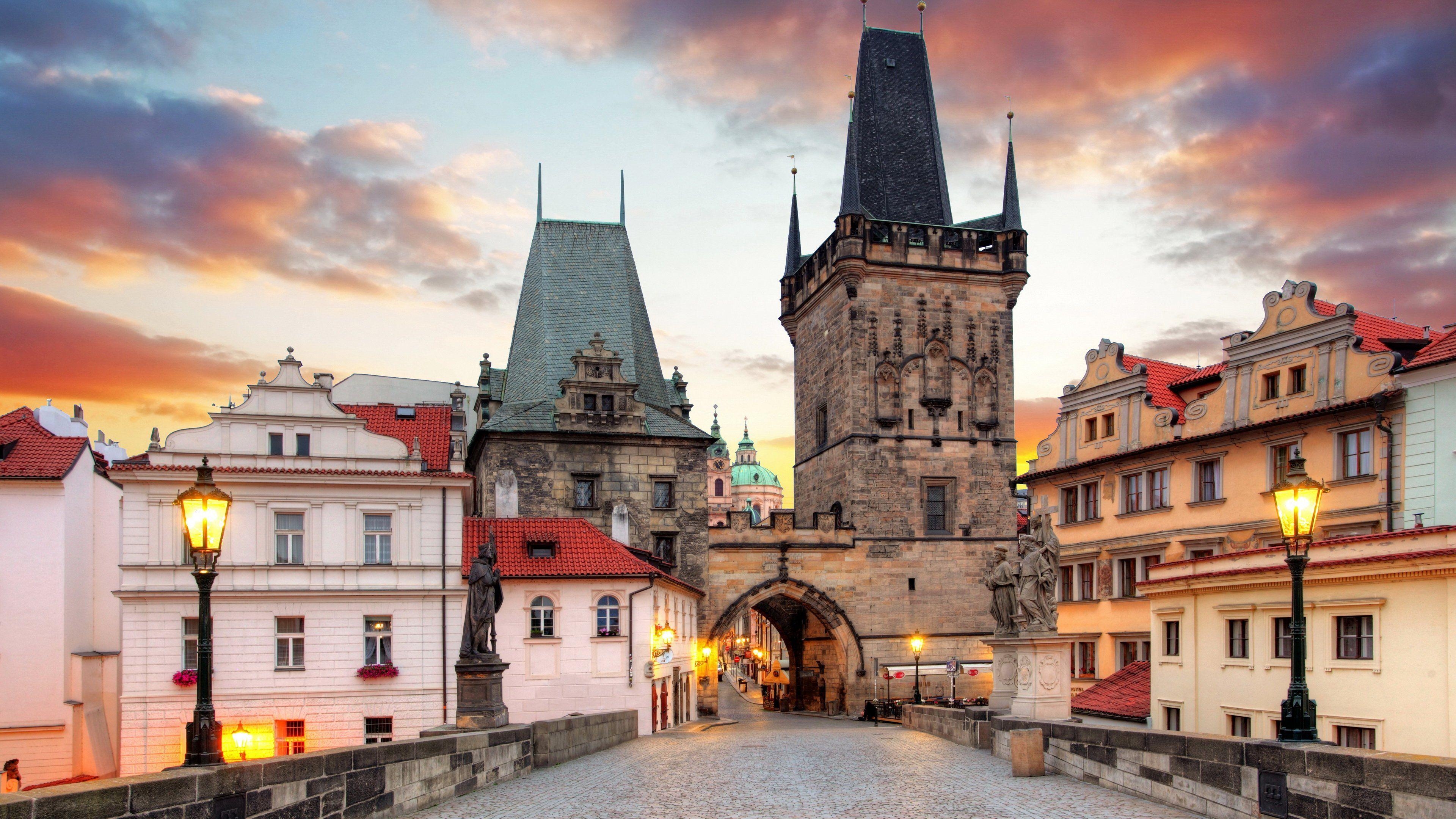 Karlsbrücke, Häuser, Prag, Tschechien, Download, 3840x2160 4K Desktop