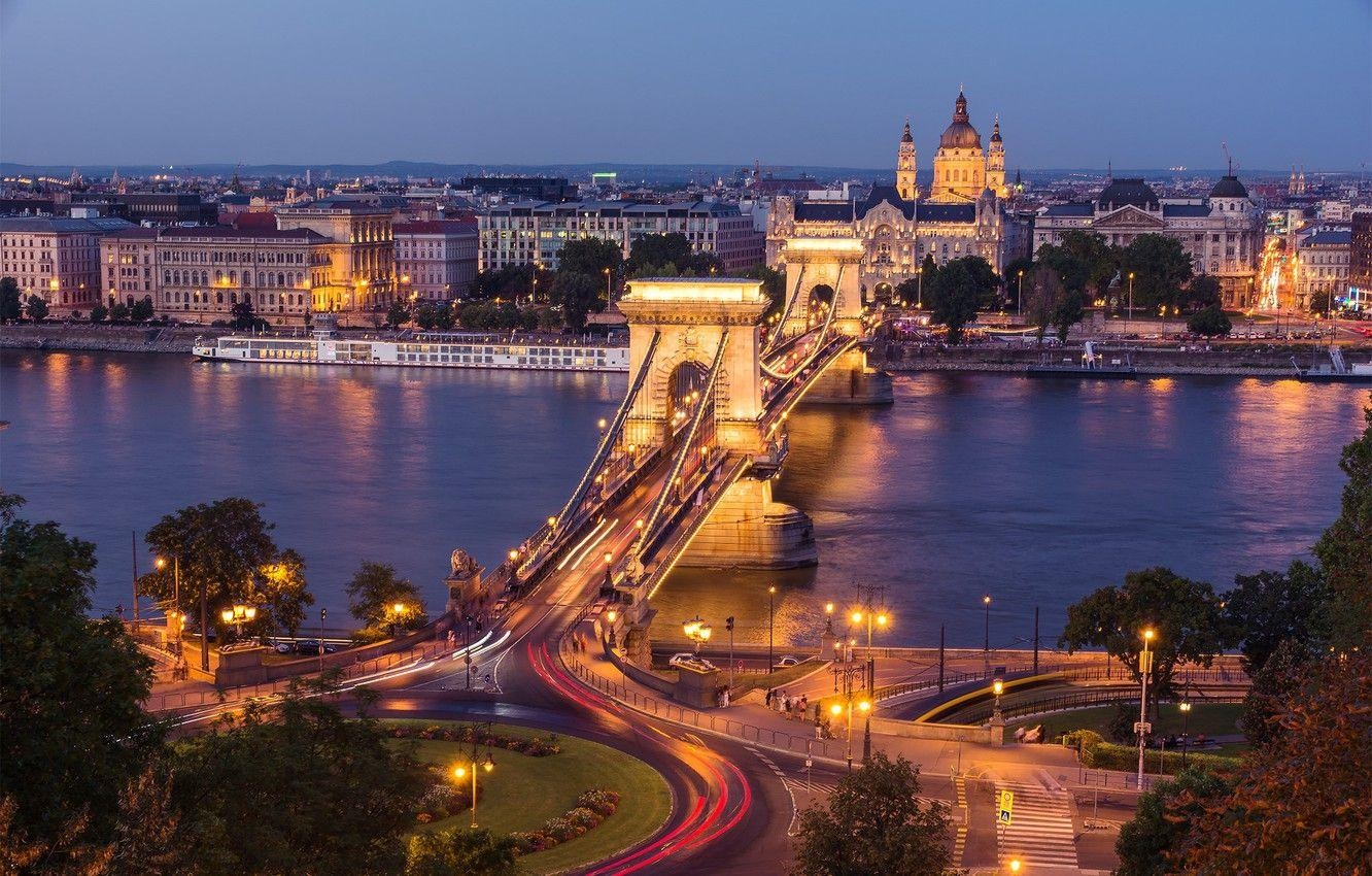 Budapest, Abendlichter, Ungarn, Stadtbild, Fotografie, 1340x850 HD Desktop