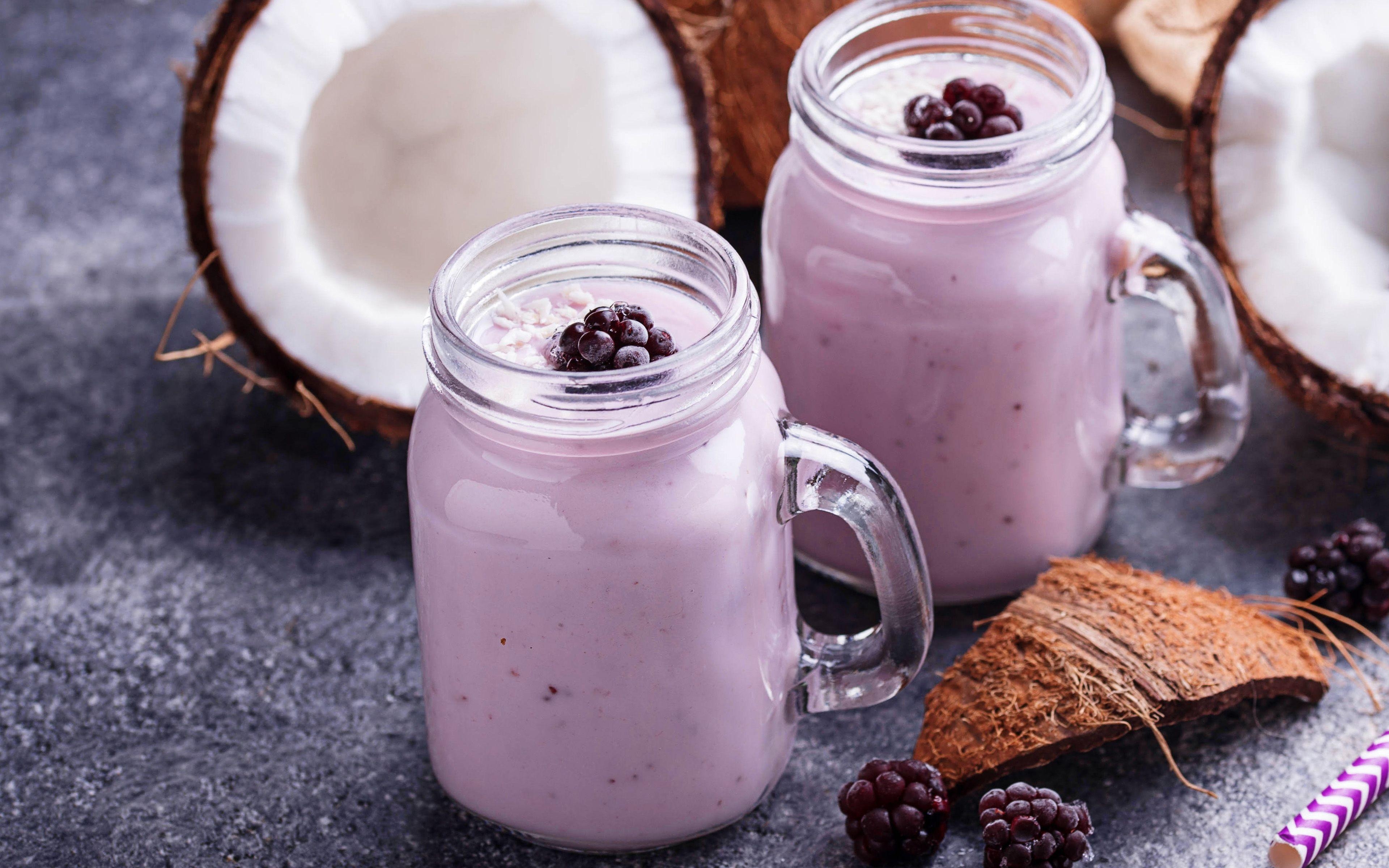 Joghurt, Beeren, Milchshake, Brombeere, HD herunterladen, 3840x2400 4K Desktop