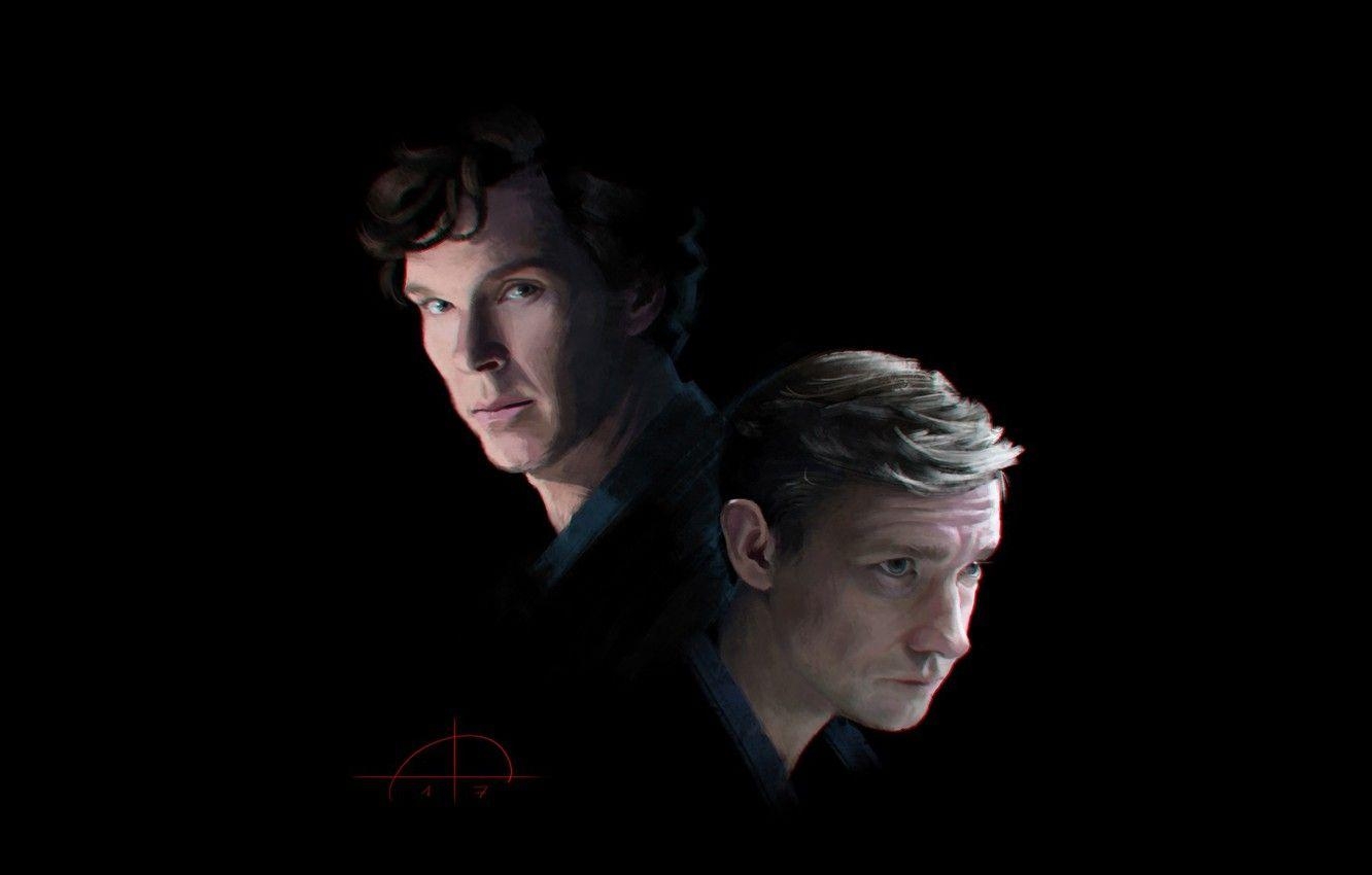 Sherlock Holmes, Martin Freeman, Dunkler Hintergrund, 1340x850 HD Desktop