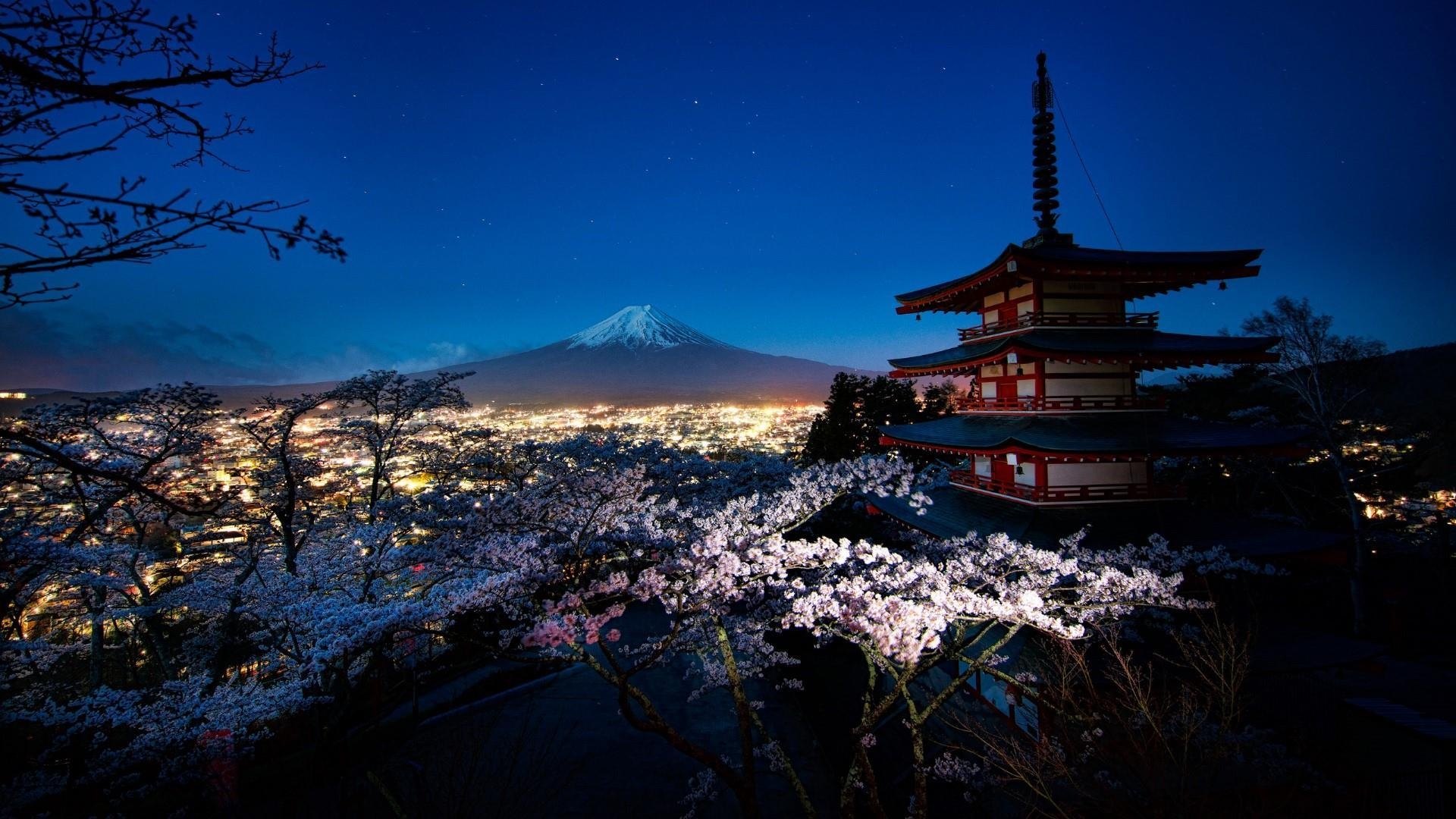 Churei Tower, Mount Fuji, Japan, Hintergrund, Studio, 1920x1080 Full HD Desktop