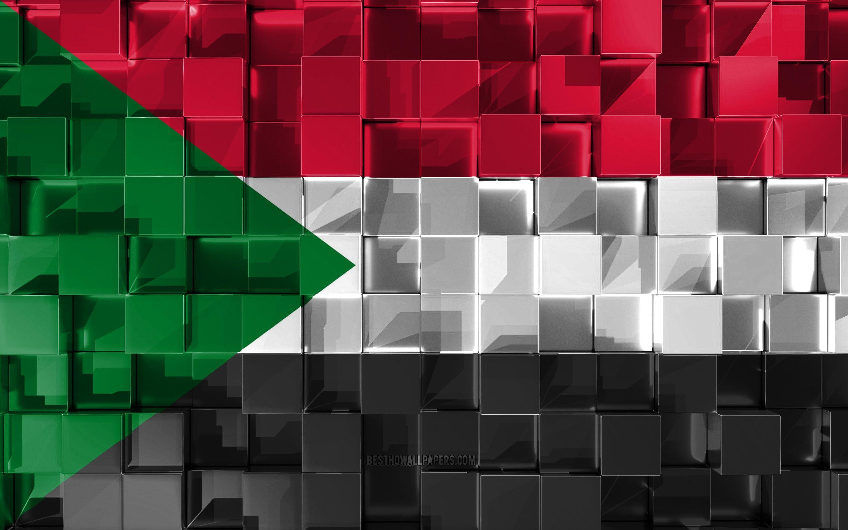 Sudan, Flagge, 3D Grafik, Würfel, Hintergrund, 2880x1800 HD Desktop