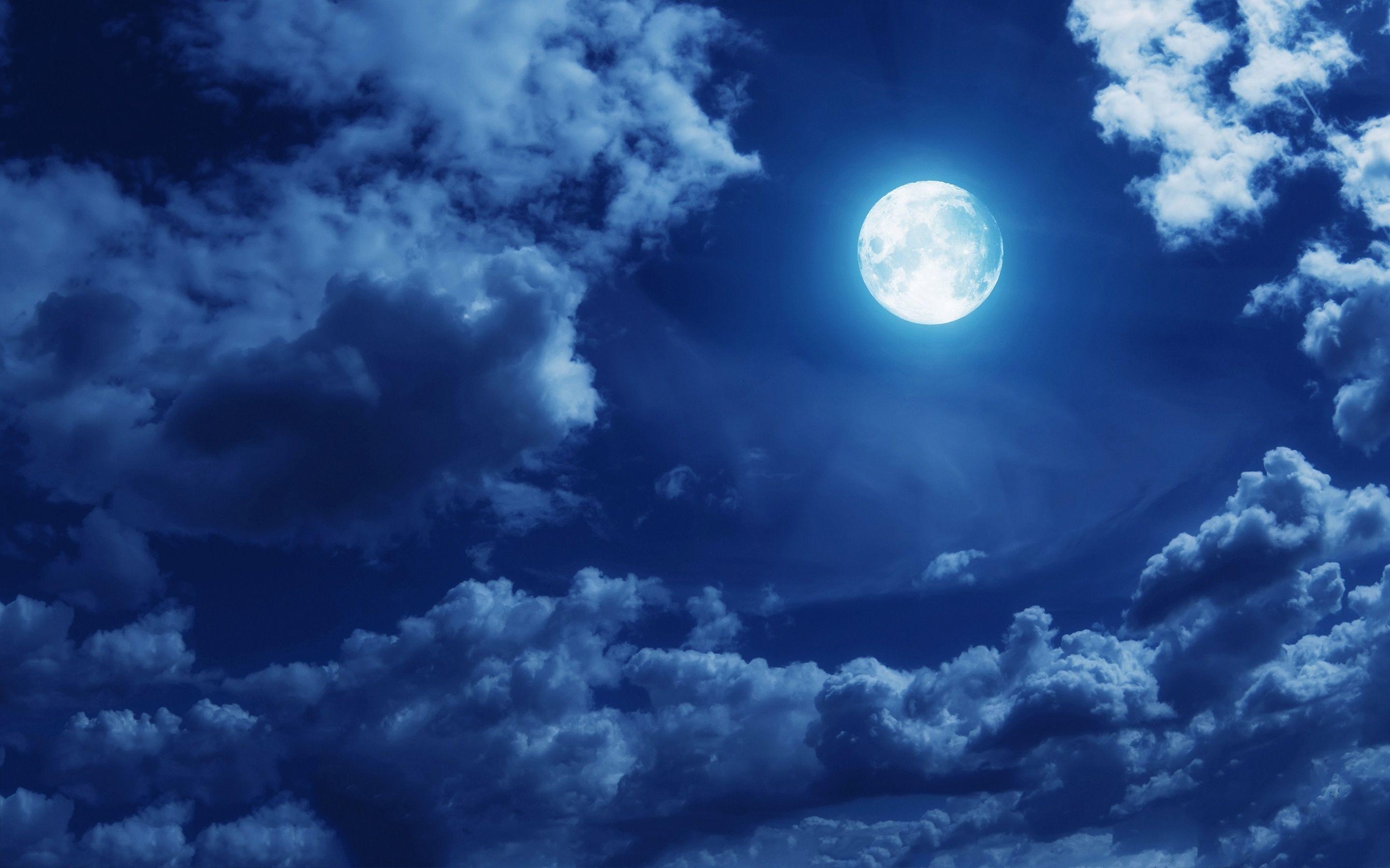 Fantastischer Mond, Nacht, Himmel, Sterne, Weltraum, 2880x1800 HD Desktop