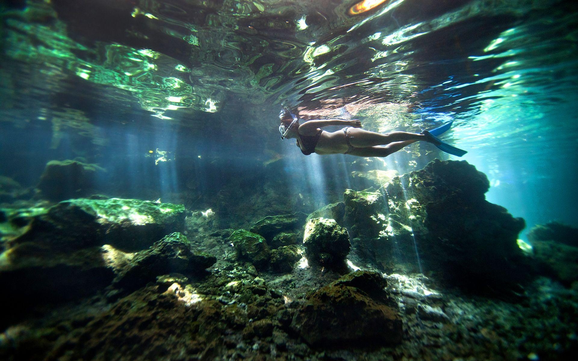 Schnorchelmädchen, Unterwasser, Sport, Fotografie, Meer, 1920x1200 HD Desktop