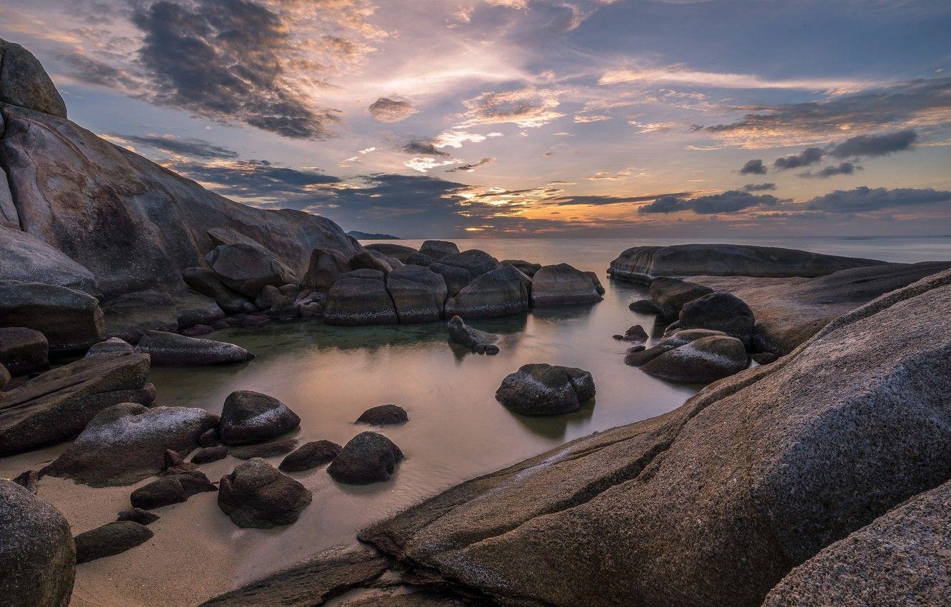 Koh Samui, Meer, Felsen, Thailand, Küste, 1340x850 HD Desktop