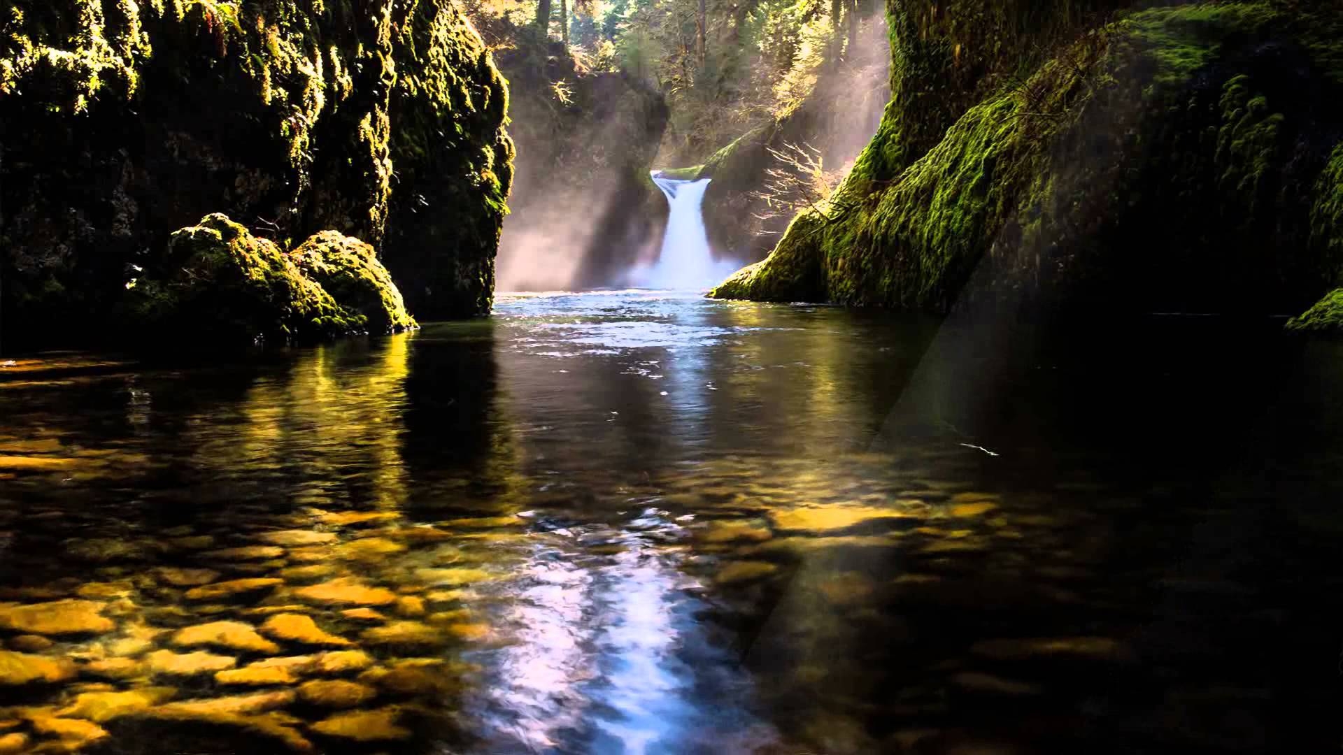 Wasserfall, Natur, animiert, versteckter Wasserfall, Hintergrundbild, 1920x1080 Full HD Desktop