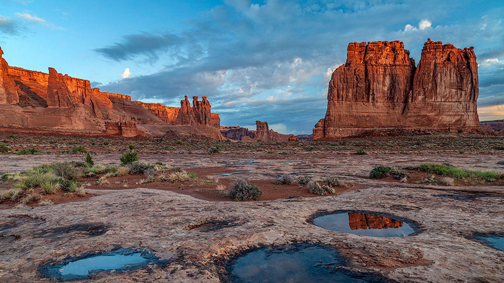 Arches Nationalpark, Rote Felsen, Gerichtsgebäude, Wüste Utah, 1920x1080 Full HD Desktop