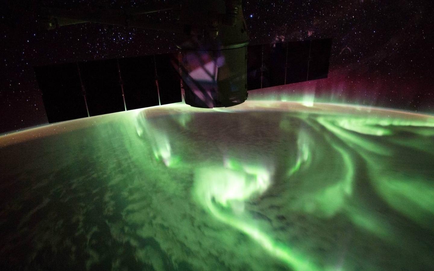 Aurora, ISS, Weltraum, Nordlichter, Station, 1440x900 HD Desktop