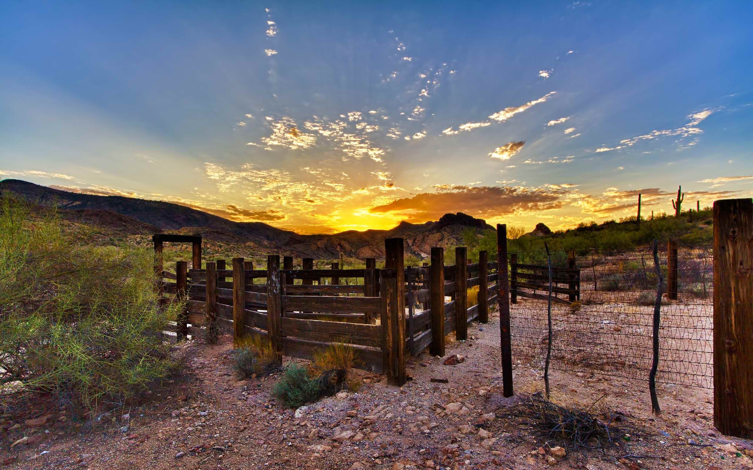 Phoenix, Arizona, Sonnenuntergang, Stadtrand, Landschaft, 2560x1600 HD Desktop