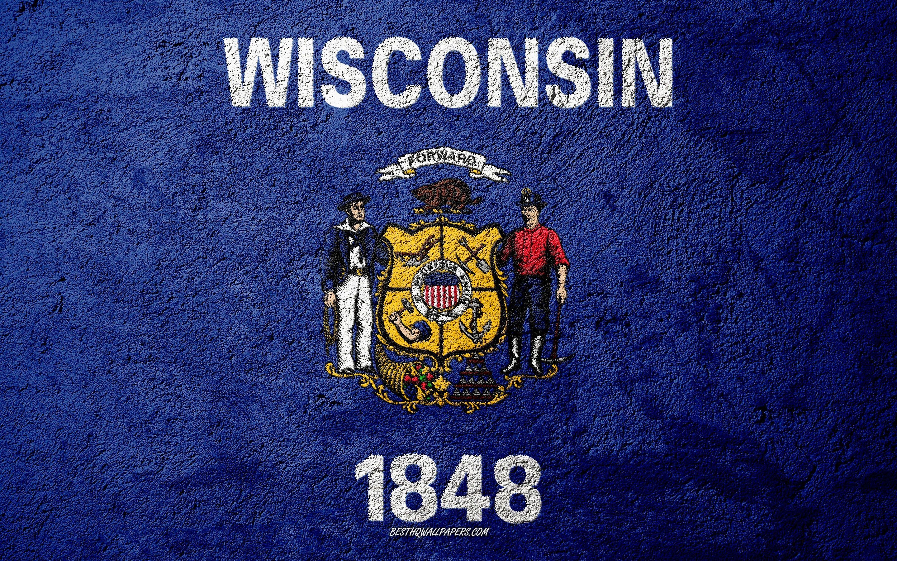 Flagge, Wisconsin, Betonstruktur, Download, USA, 2880x1800 HD Desktop