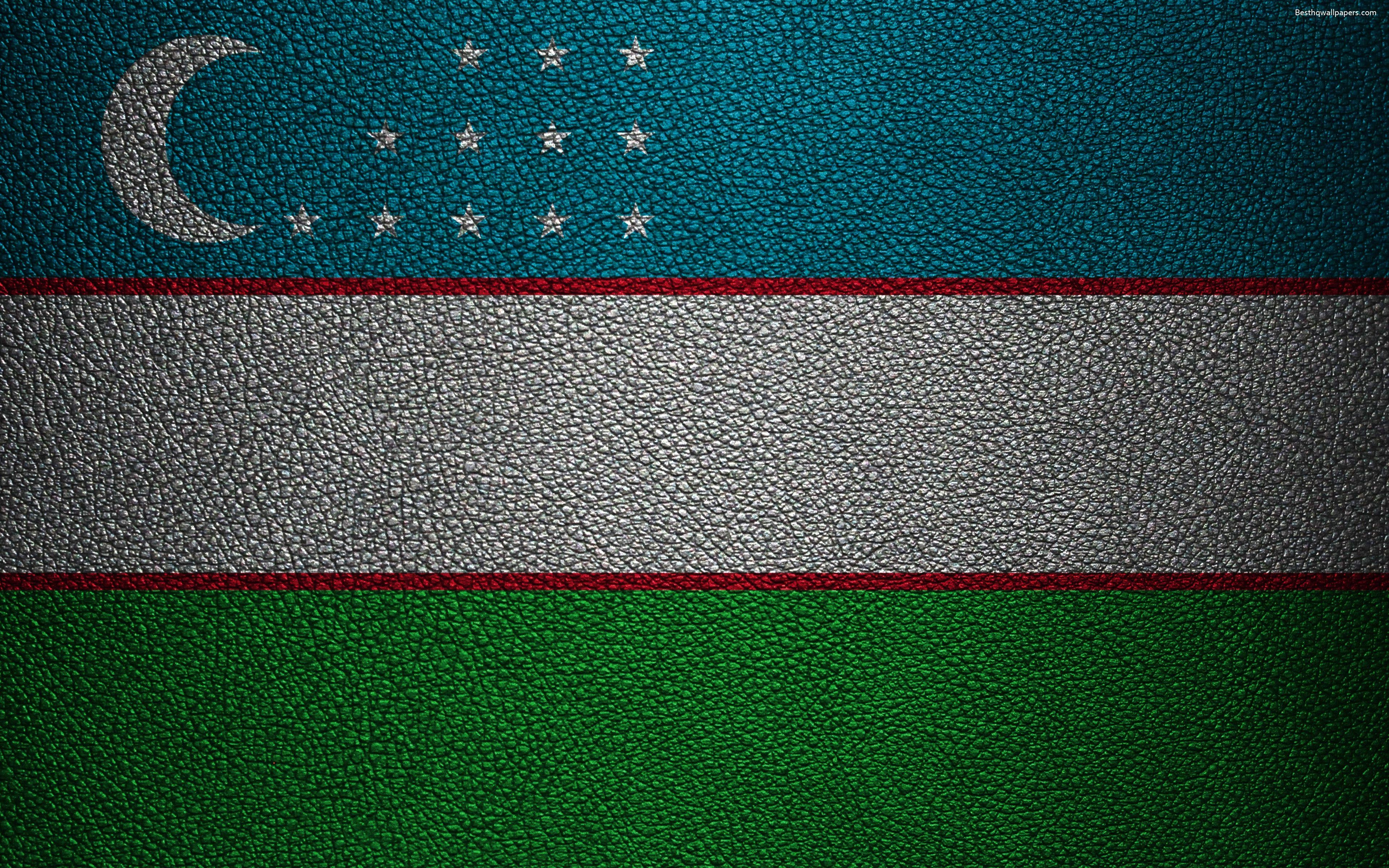 Usbekistan, Flagge, 4K, Leder Textur, Download, 3840x2400 4K Desktop