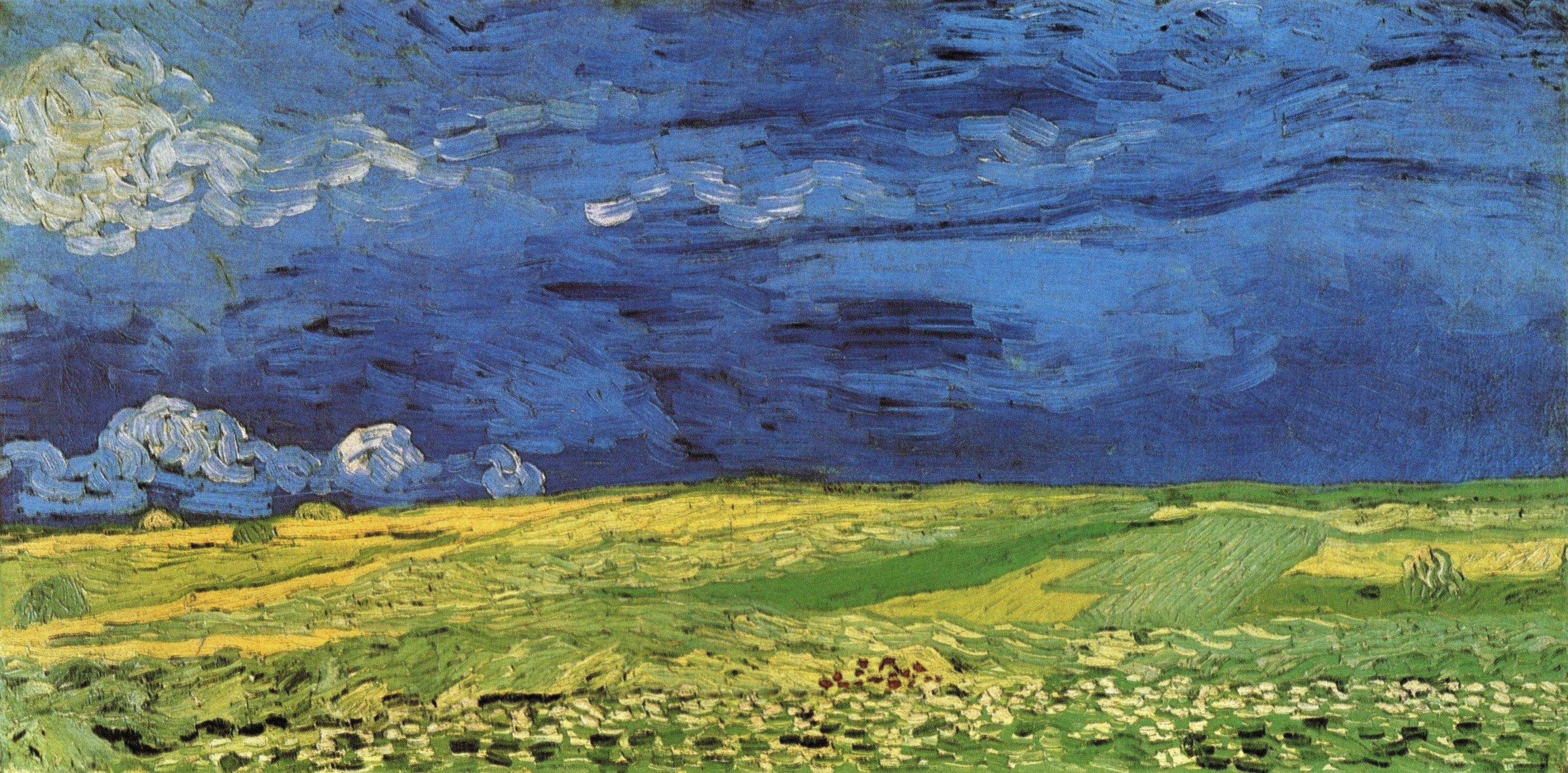 Vincent van Gogh, Kunstwerk, Wolkig, Malerei, Hintergrund, 3310x1630 Dual Screen Desktop