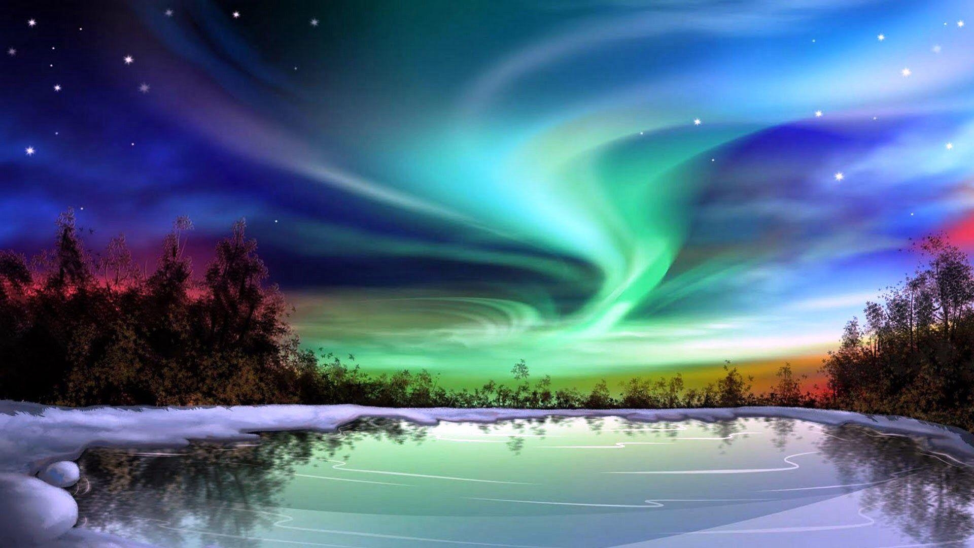 Nordlichter, Aurora Borealis, Bild, HD, Hintergrund, 1920x1080 Full HD Desktop