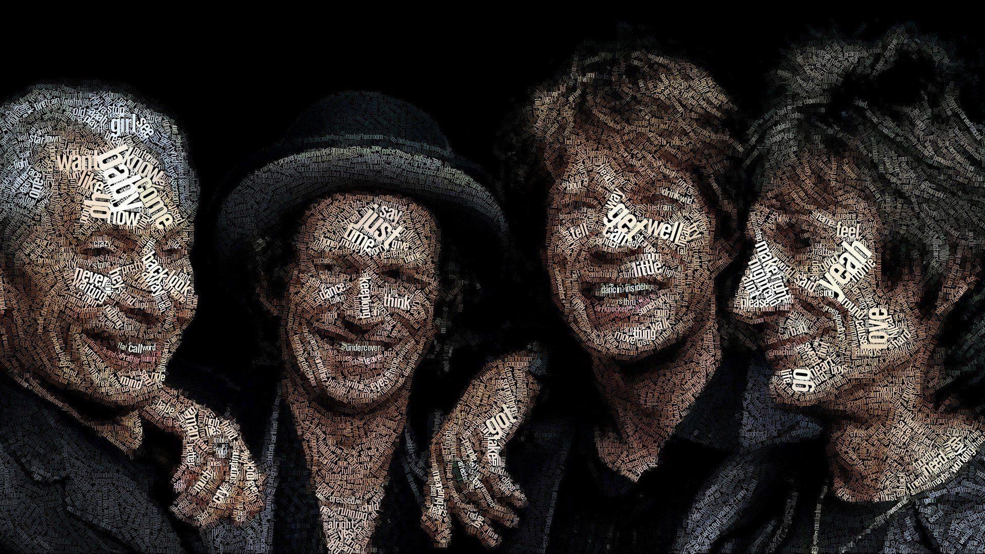 Keith Richards, Rolling Stones, Typografie, Mick Jagger, Fotokunst, 1920x1080 Full HD Desktop