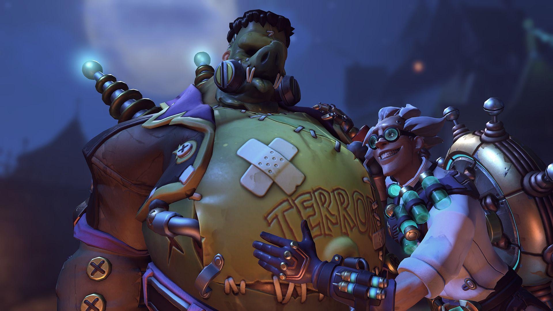 Roadhog, Junkrat, Overwatch, Charaktere, Team, 1920x1080 Full HD Desktop