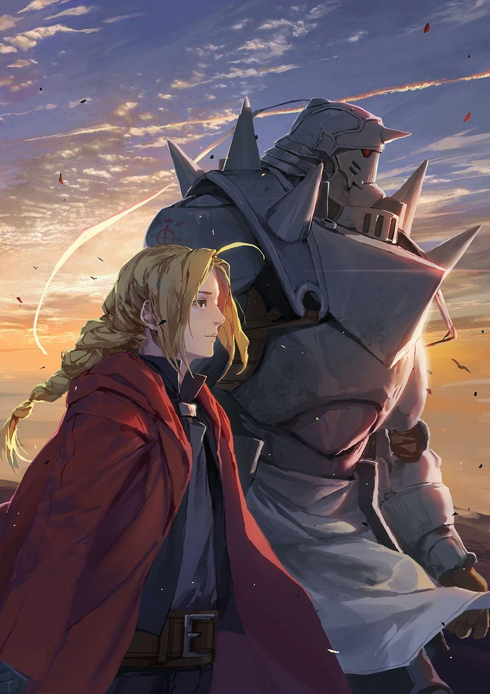 Edward Elric, Alphonse Elric, Brüder, Anime, Alchemie, 1000x1420 HD Handy