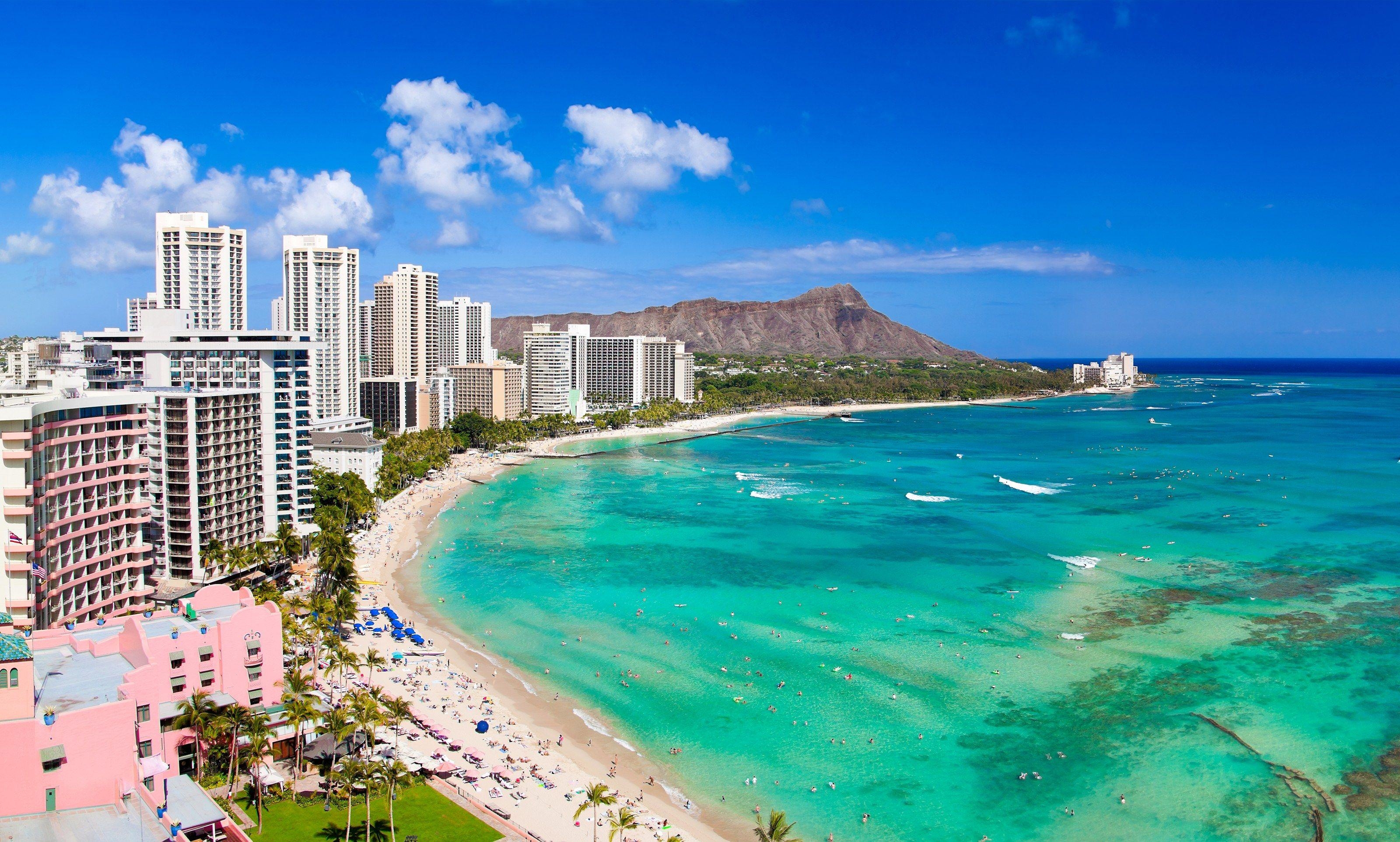 Waikiki, Luftbild, Strand, Ozean, Aussicht, 3200x1930 HD Desktop