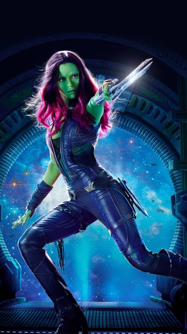 Gamora, Hintergrund, Weltraumabenteuer, Marvel, Science Fiction, 720x1280 HD Handy