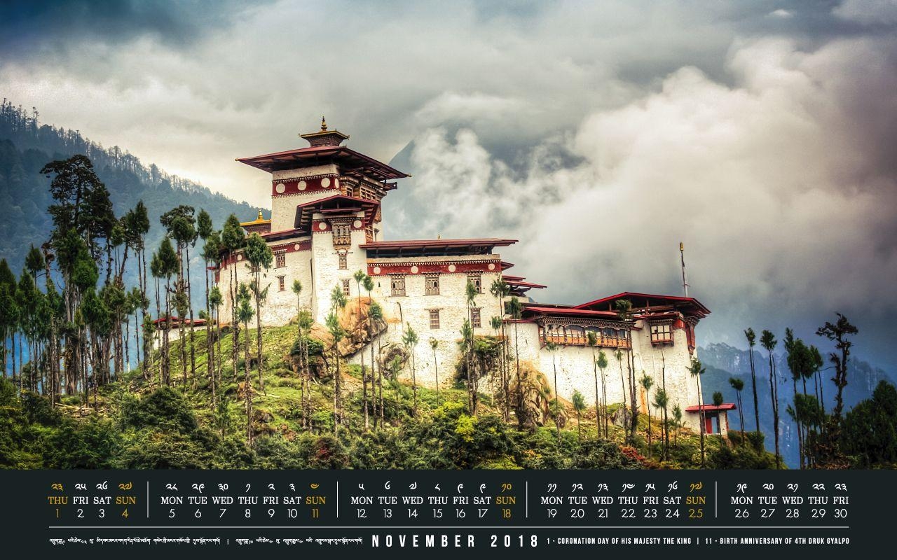 Kalender November, Bhutan, Asien, Landschaft, Reisen, 1280x800 HD Desktop