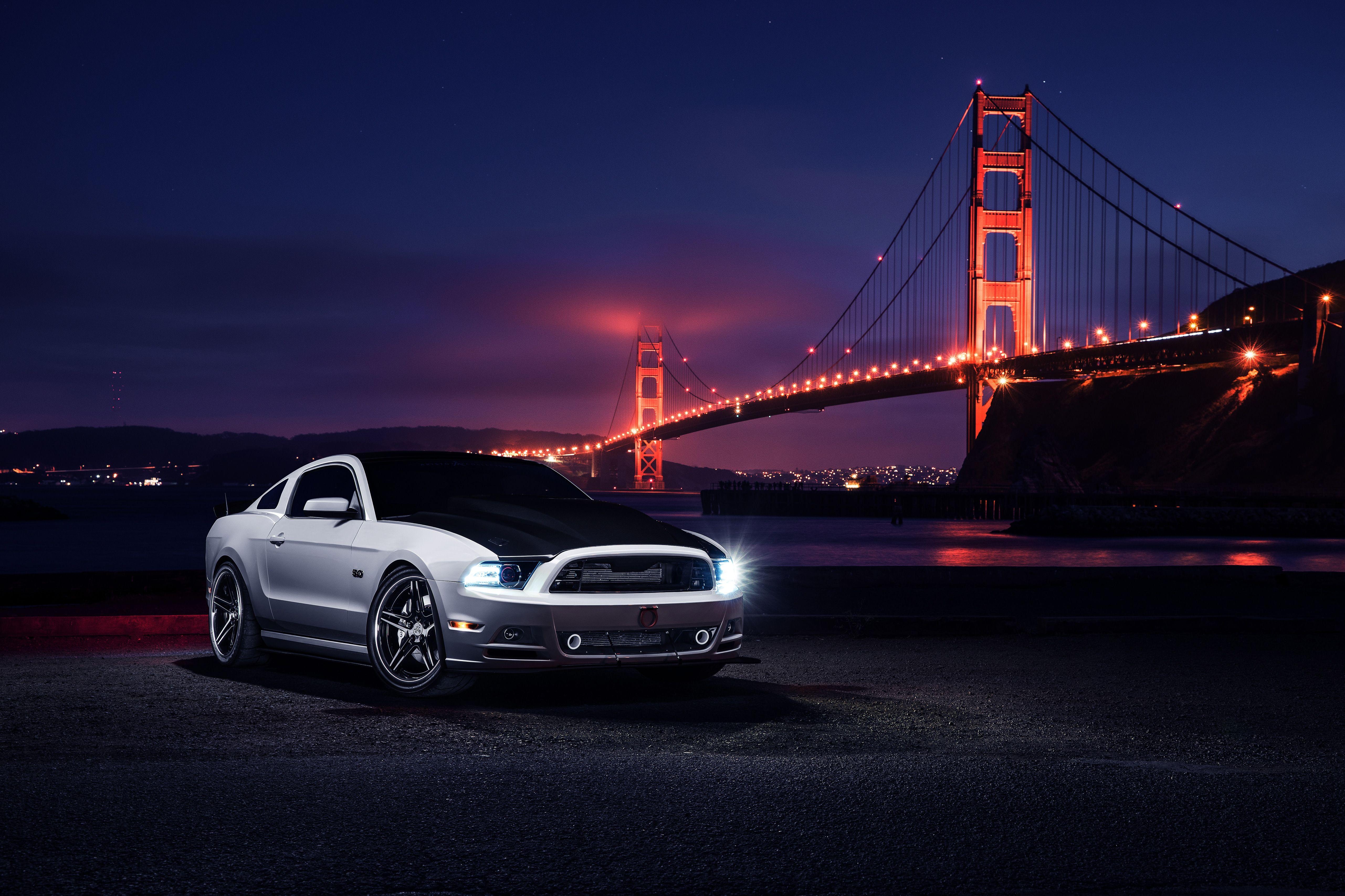 Ford Mustang, Golden Gate, Nacht, Auto, Brücke, 5130x3420 4K Desktop