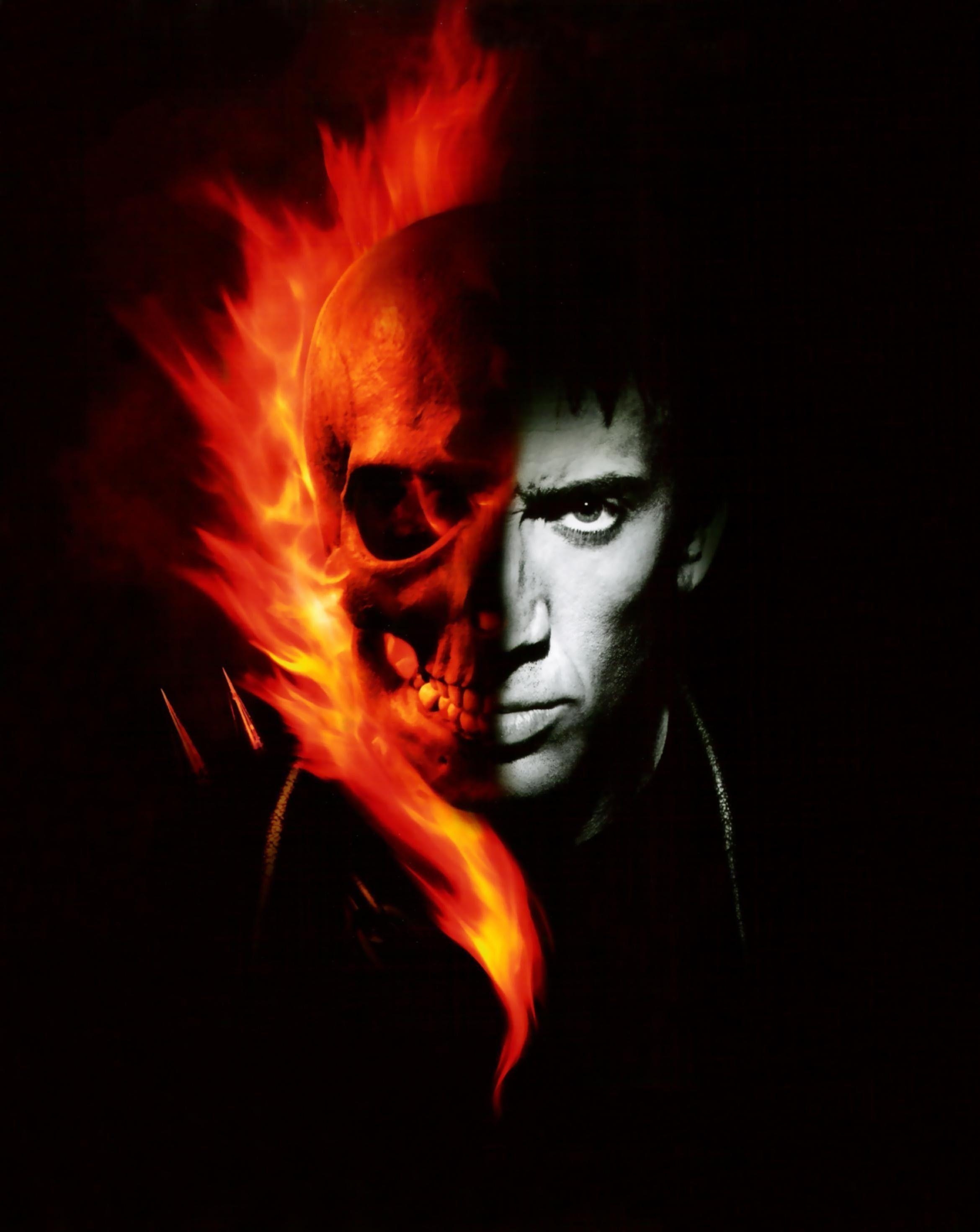 Ghost Rider, Nicolas Cage, Schädel, Superhelden, Comics, 2340x2940 HD Handy